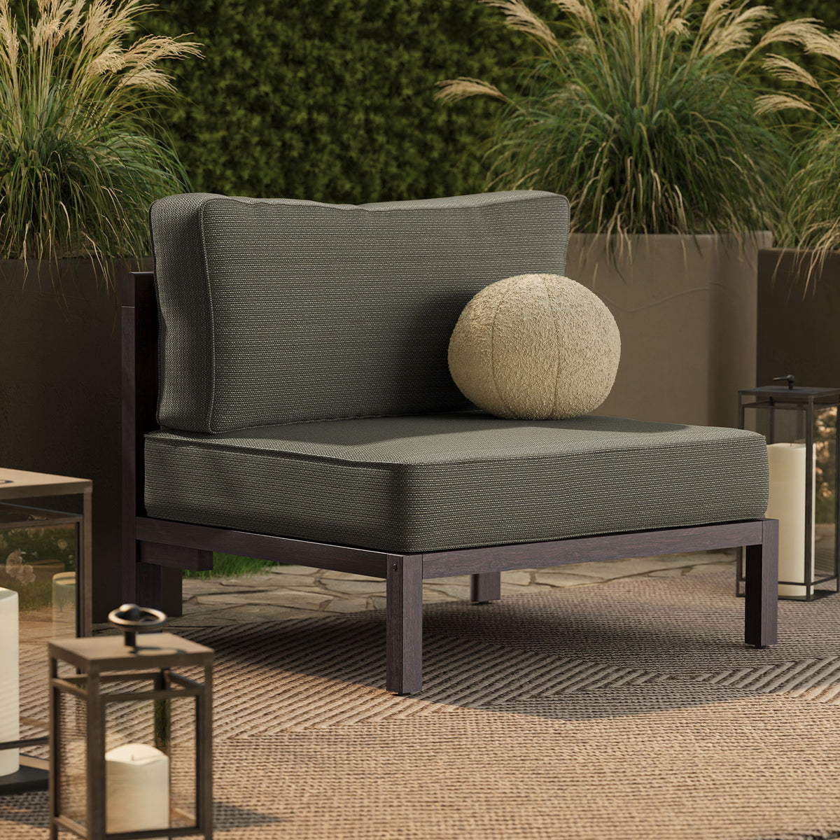 Kona Outdoor Patio Teak Wood Armless Modular Chair