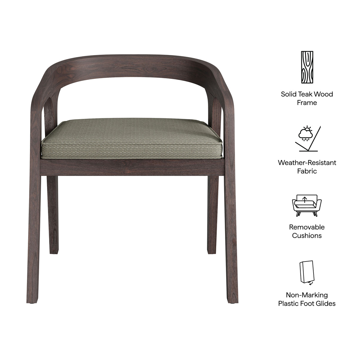 Kona Outdoor Patio Teak Wood Barrel Dining Chair