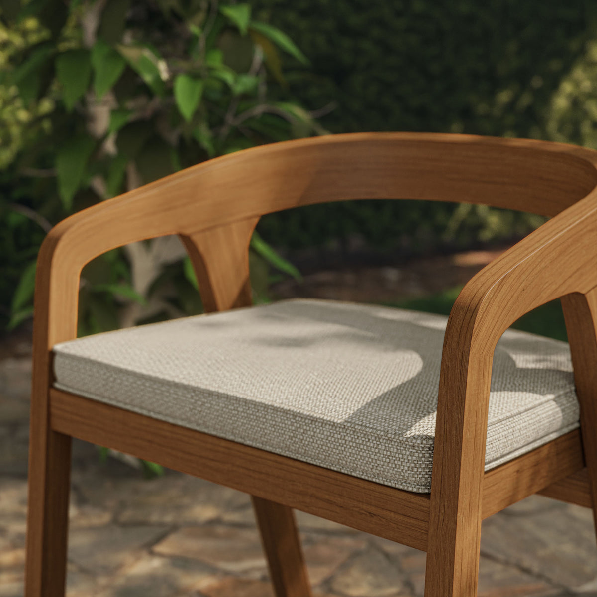 Kona Outdoor Patio Teak Wood Barrel Dining Chair