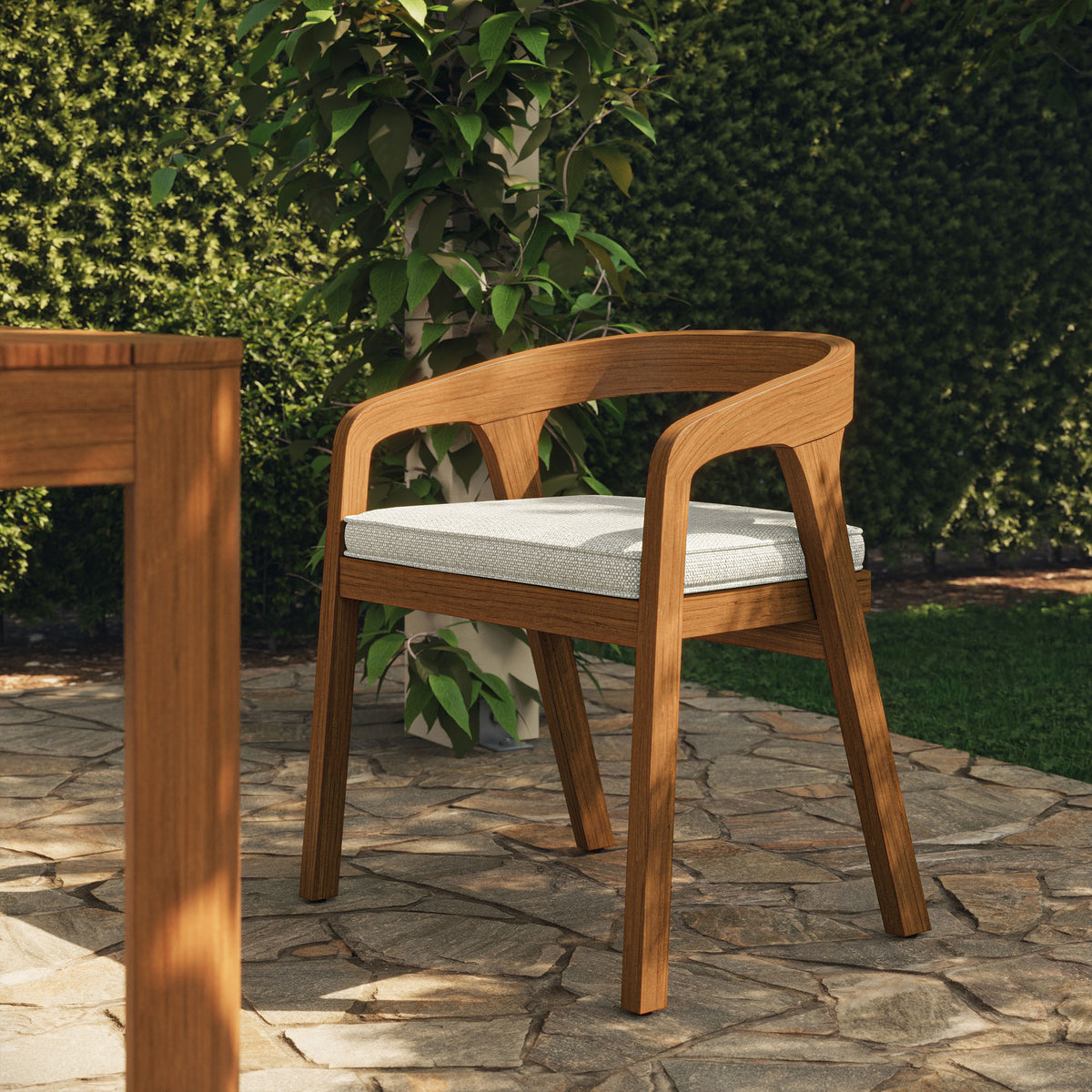 Kona Outdoor Patio Teak Wood Barrel Dining Chair