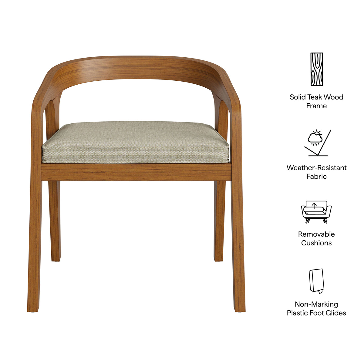 Kona Outdoor Patio Teak Wood Barrel Dining Chair