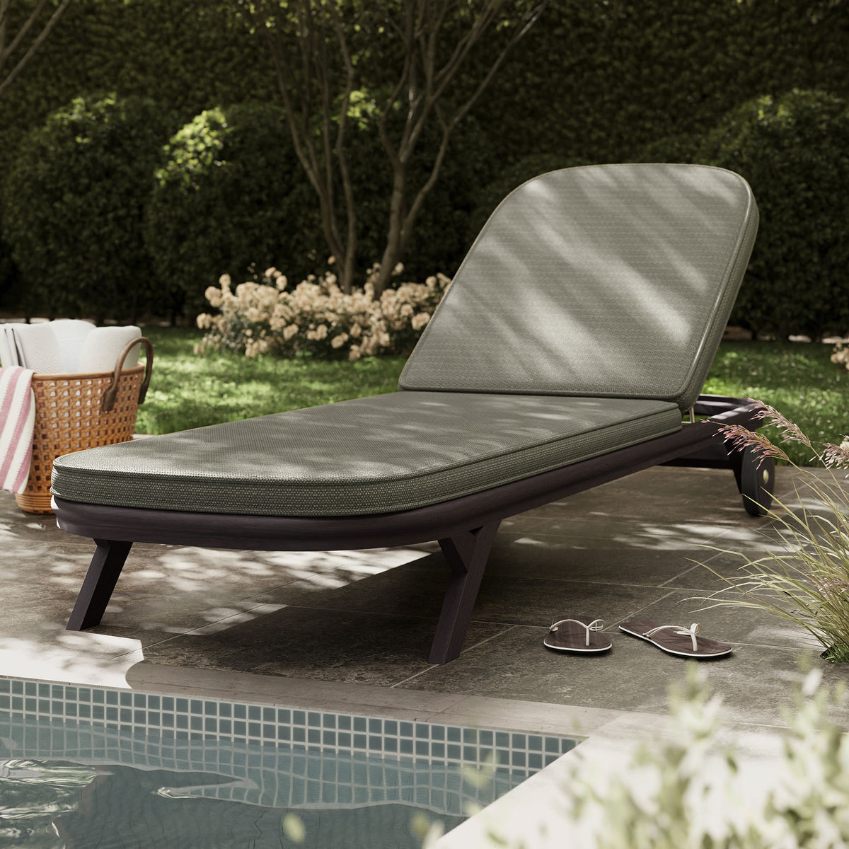 Kona Outdoor Patio Teak Wood Chaise Lounge Chair