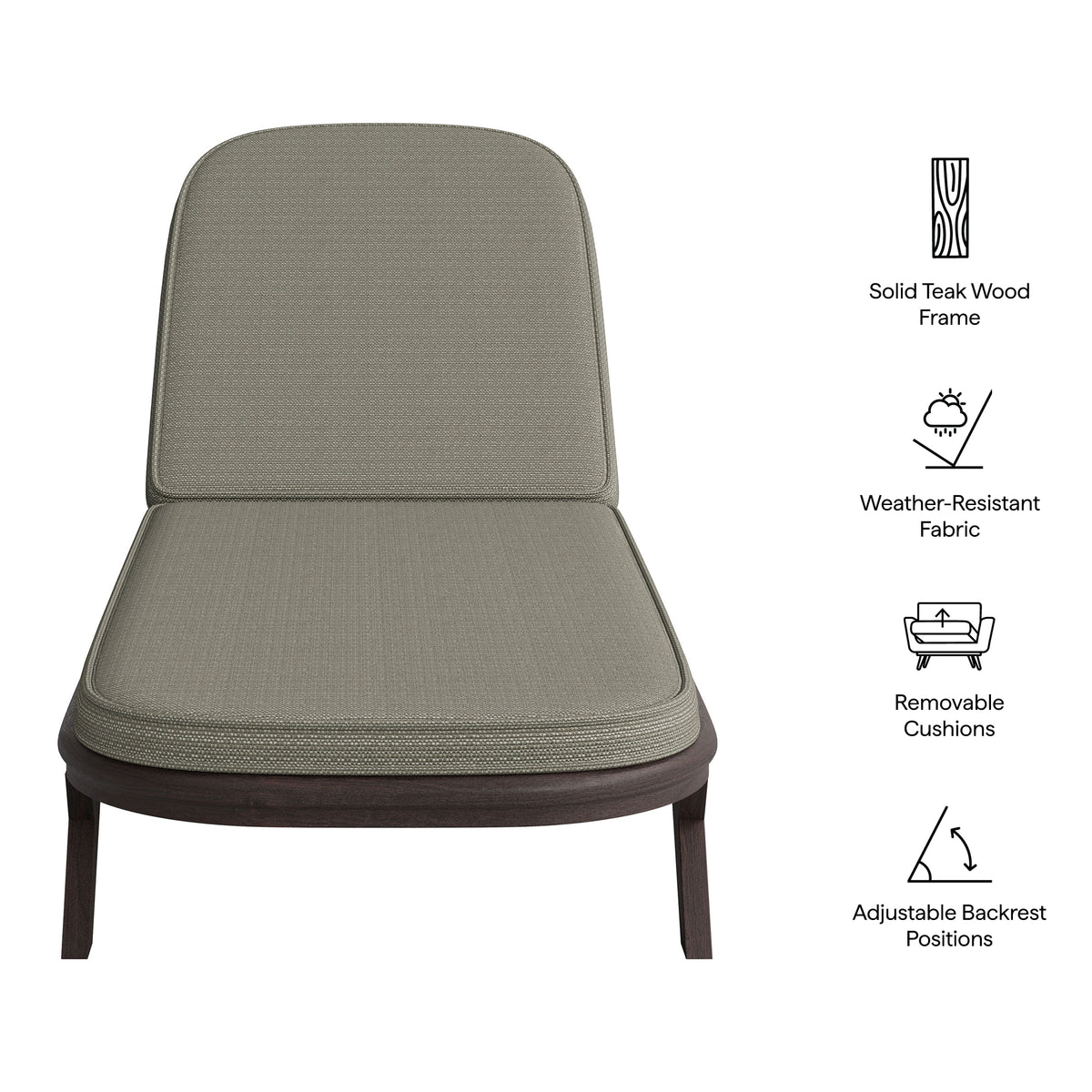 Kona Outdoor Patio Teak Wood Chaise Lounge Chair