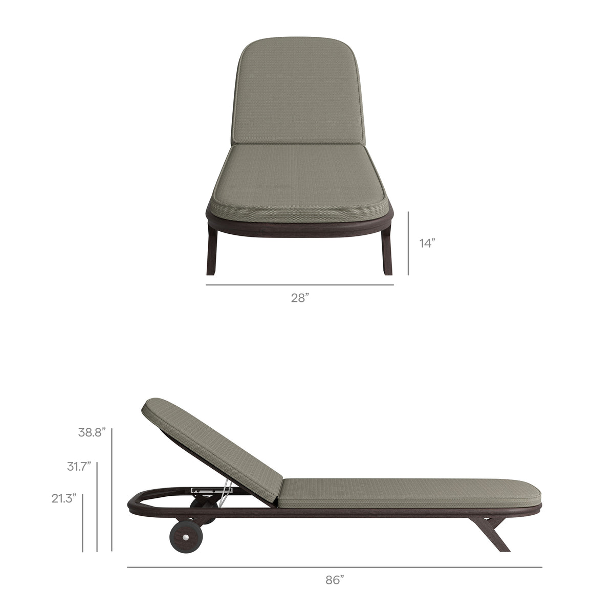 Kona Outdoor Patio Teak Wood Chaise Lounge Chair