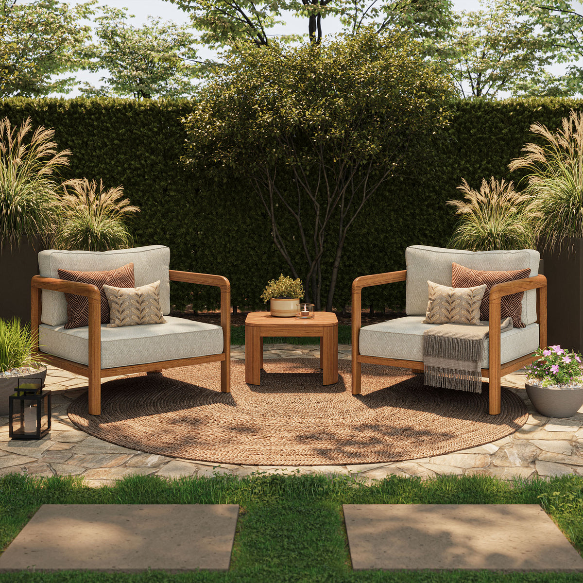 Kona 3-Piece Outdoor Patio Teak Wood Furniture Set