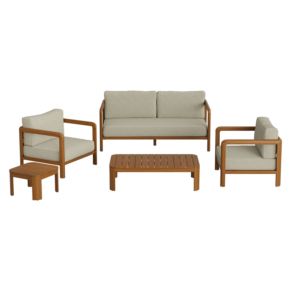 Kona 5-Piece Outdoor Patio Teak Wood Furniture Set