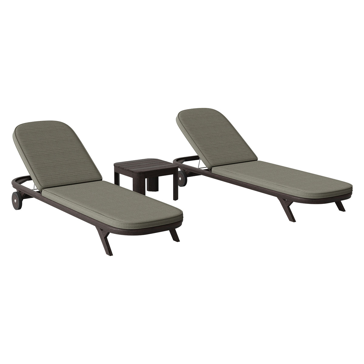 Kona 3-Piece Outdoor Patio Teak Wood Chaise Lounge Set
