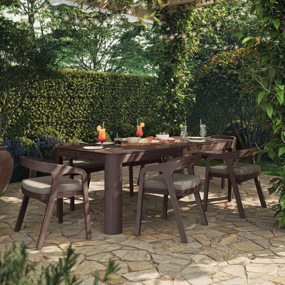 Kona 7-Piece Outdoor Patio Teak Wood Dining Set