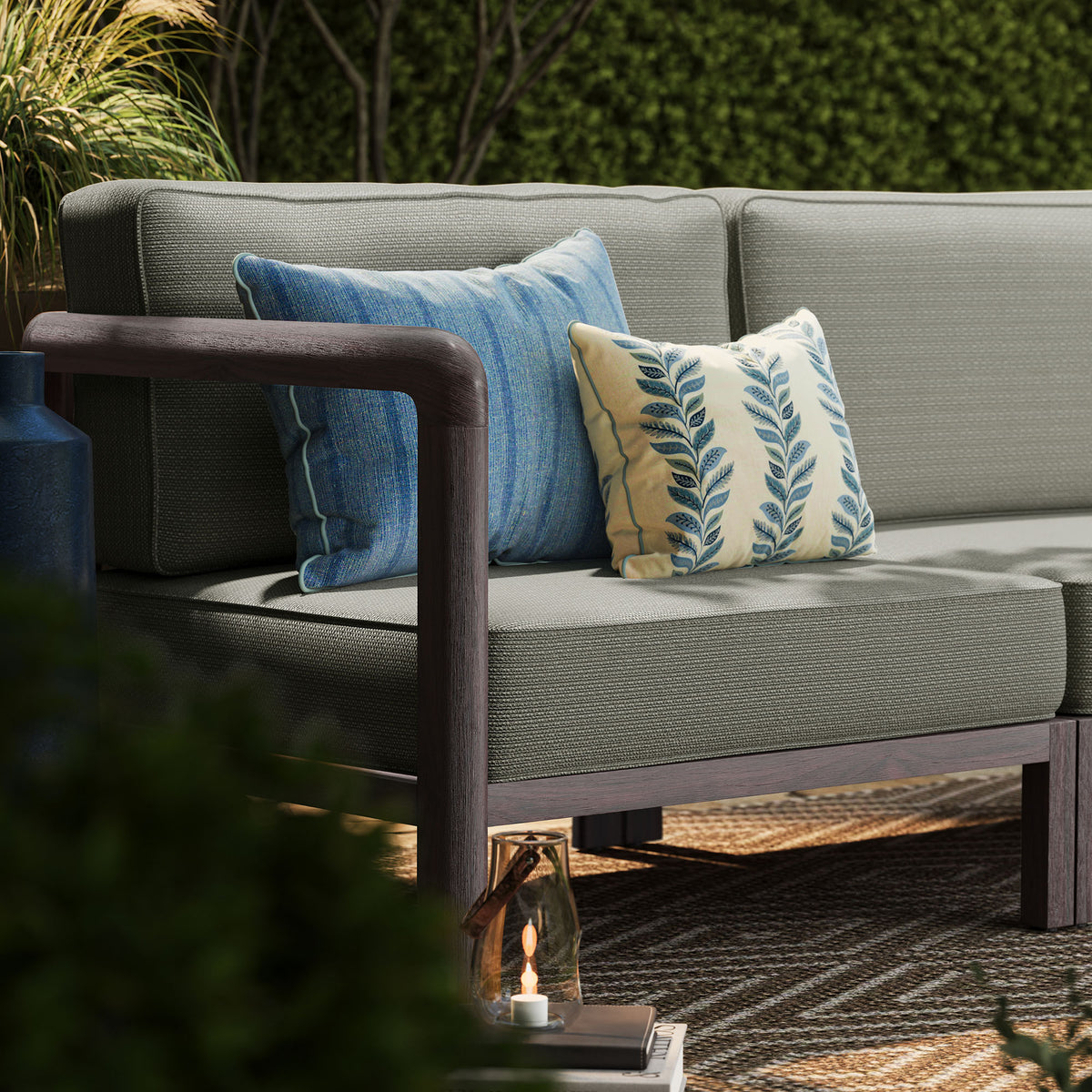 Kona 4-Piece Outdoor Patio Teak Wood Modular Sofa Set