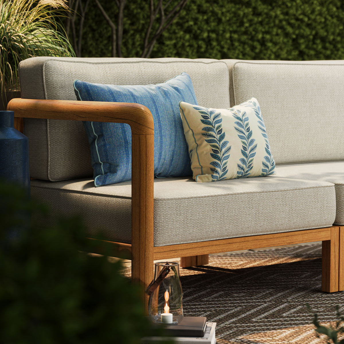 Kona 4-Piece Outdoor Patio Teak Wood Modular Sofa Set