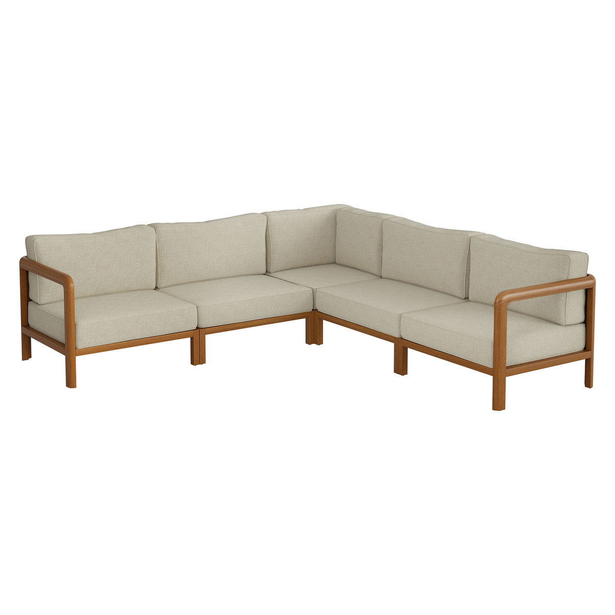 Kona 5-Piece Outdoor Patio Teak Wood Corner Modular Sofa