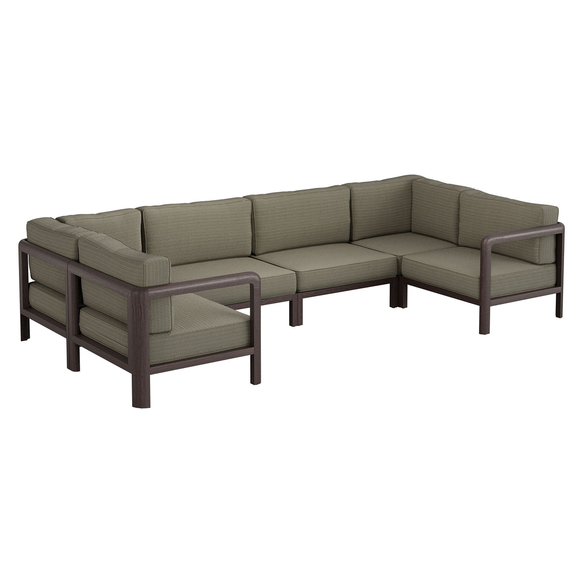 Kona 6-Piece Outdoor Patio Teak Wood Modular Sofa