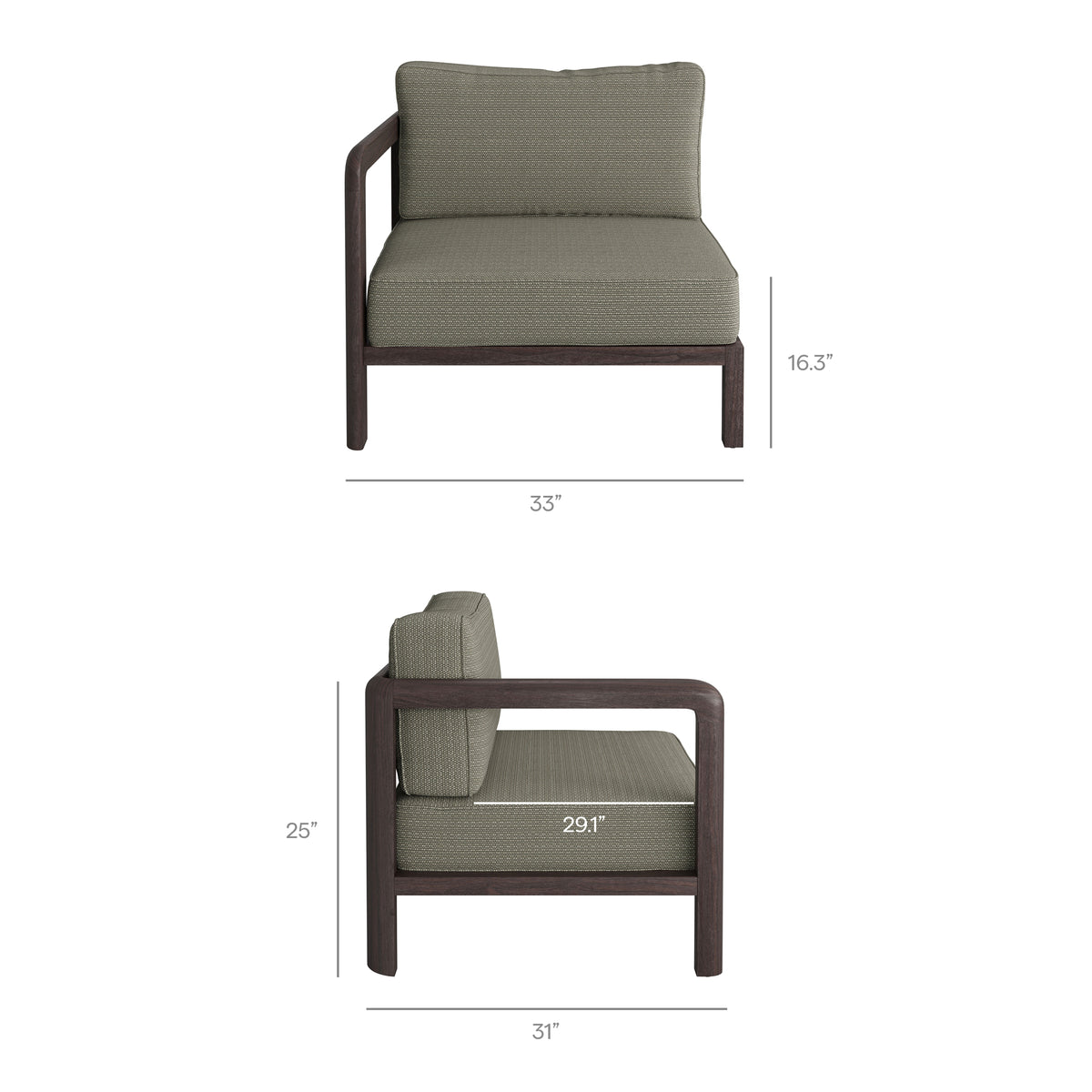 Kona 6-Piece Outdoor Patio Teak Wood Modular Sofa