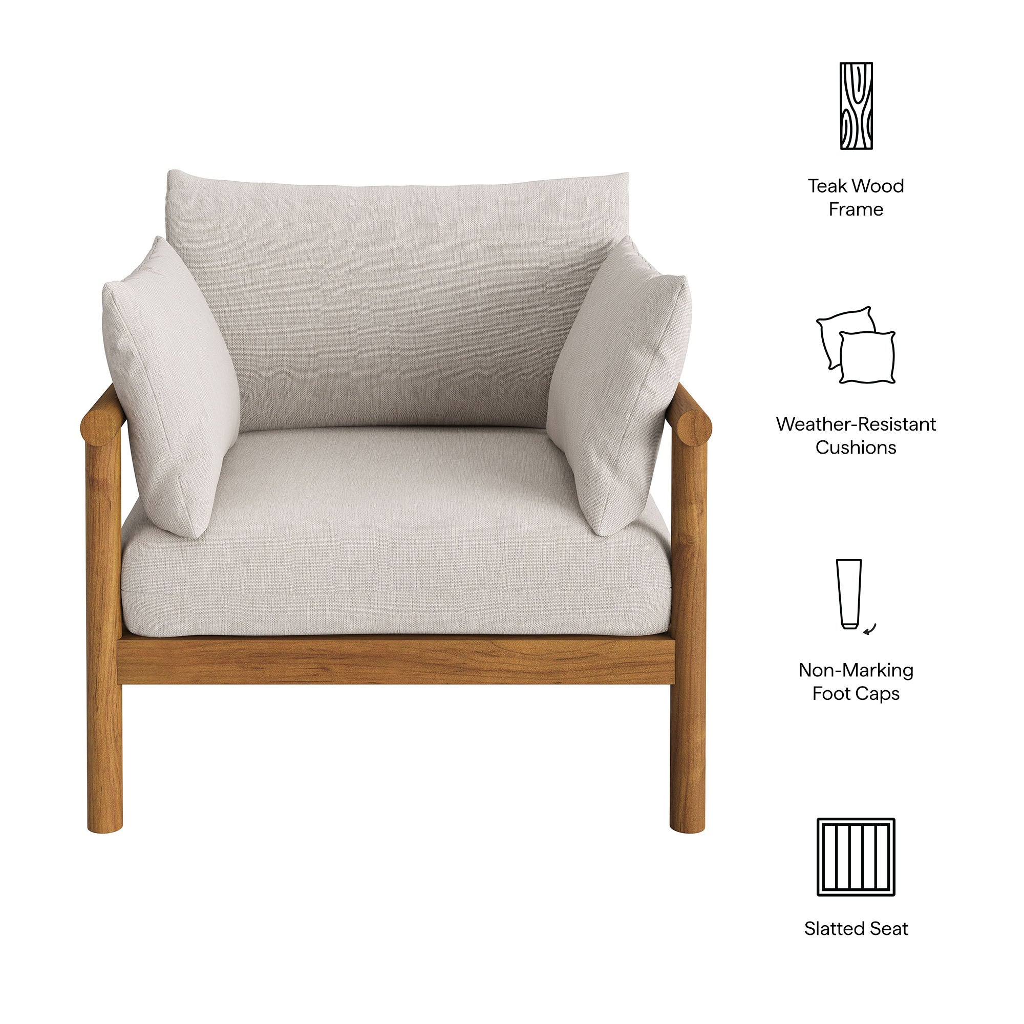 Eleni Outdoor Patio Teak Wood Armchair
