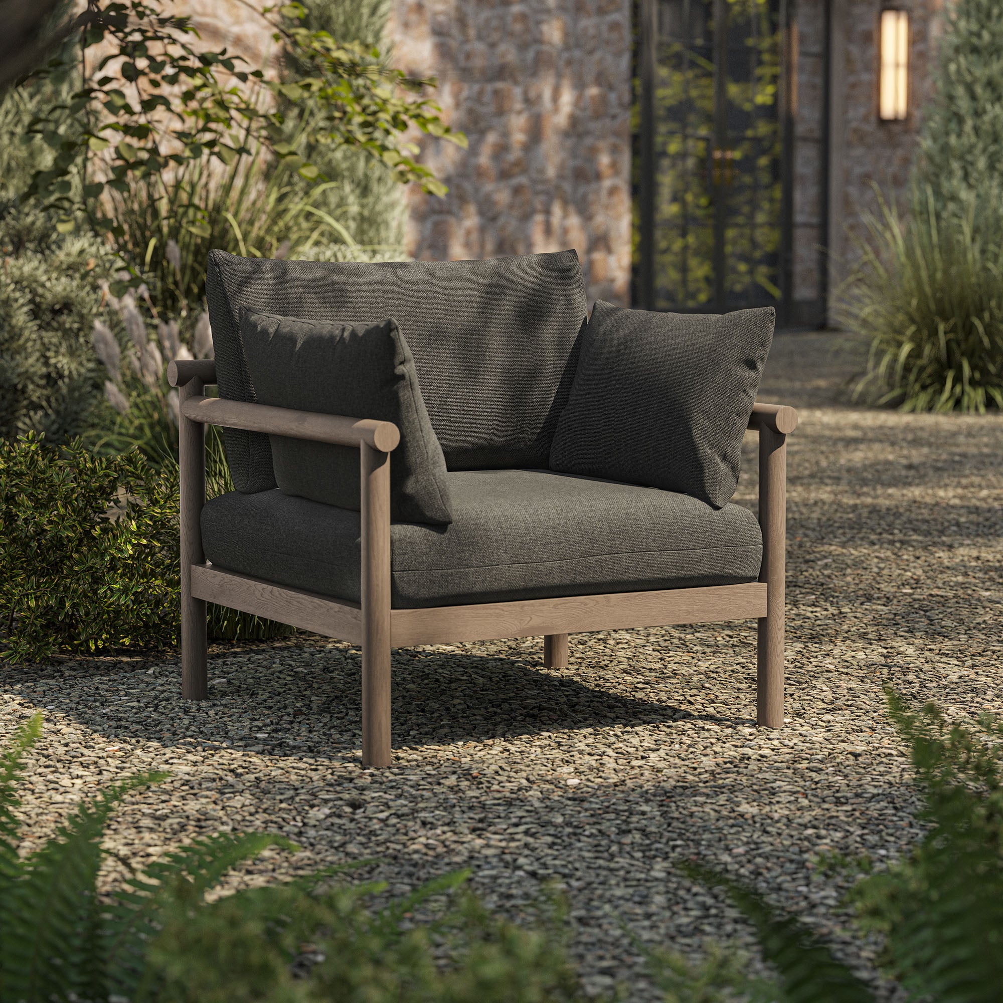 Eleni Outdoor Patio Teak Wood Armchair