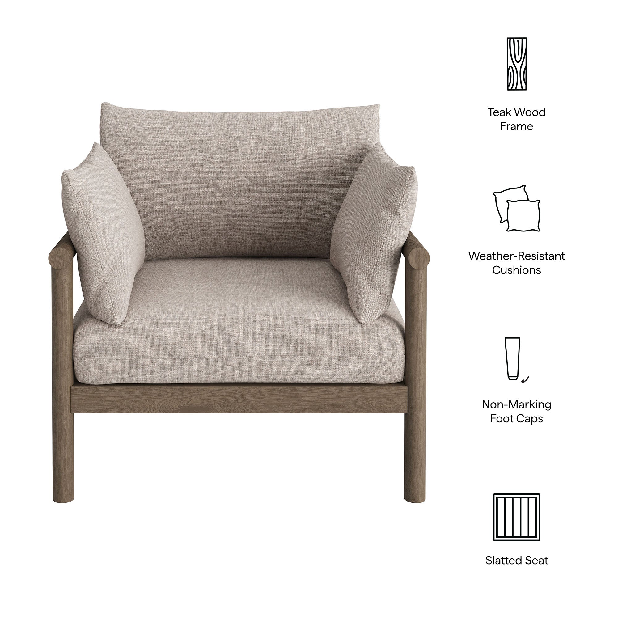 Eleni Outdoor Patio Teak Wood Armchair
