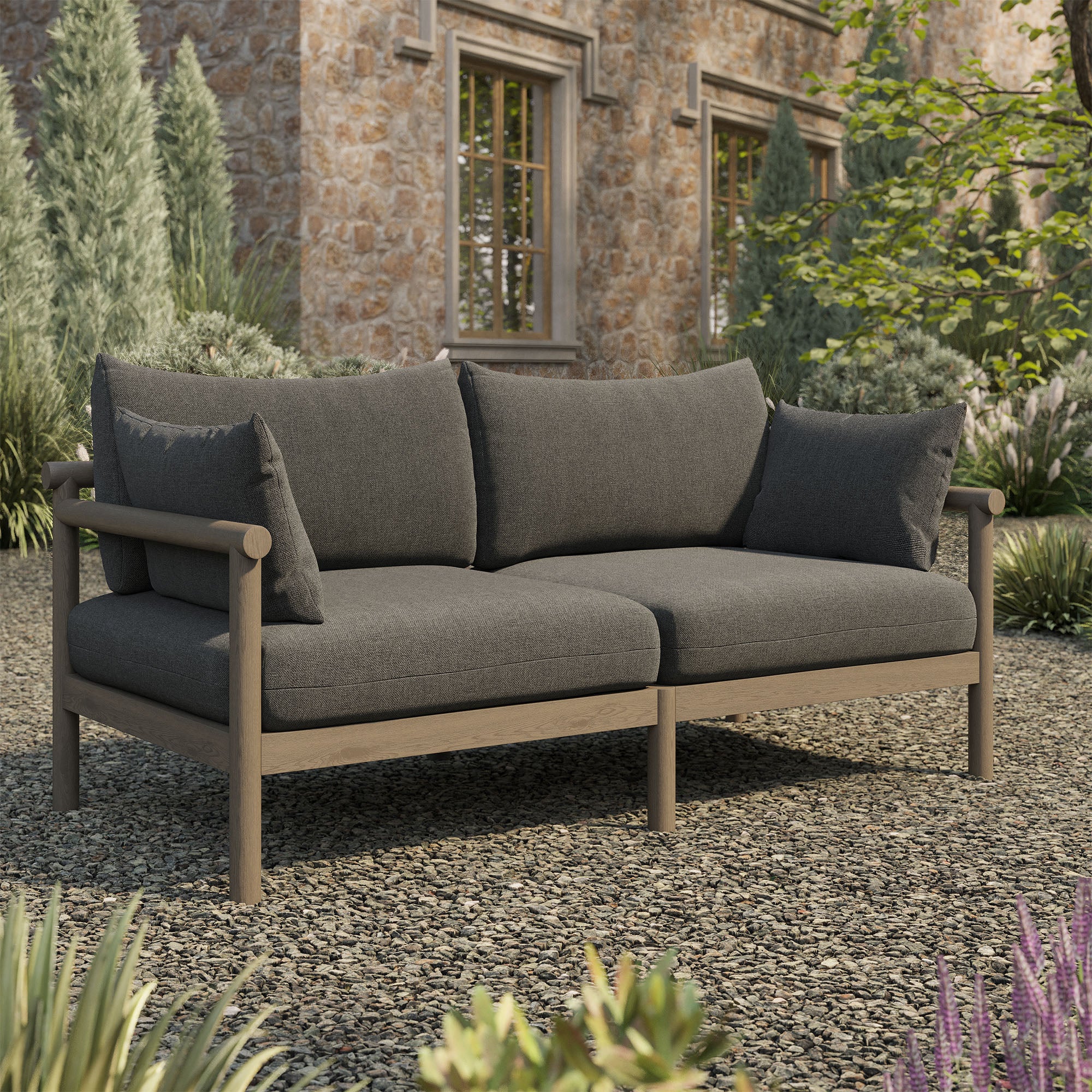 Eleni Outdoor Patio Teak Wood Loveseat