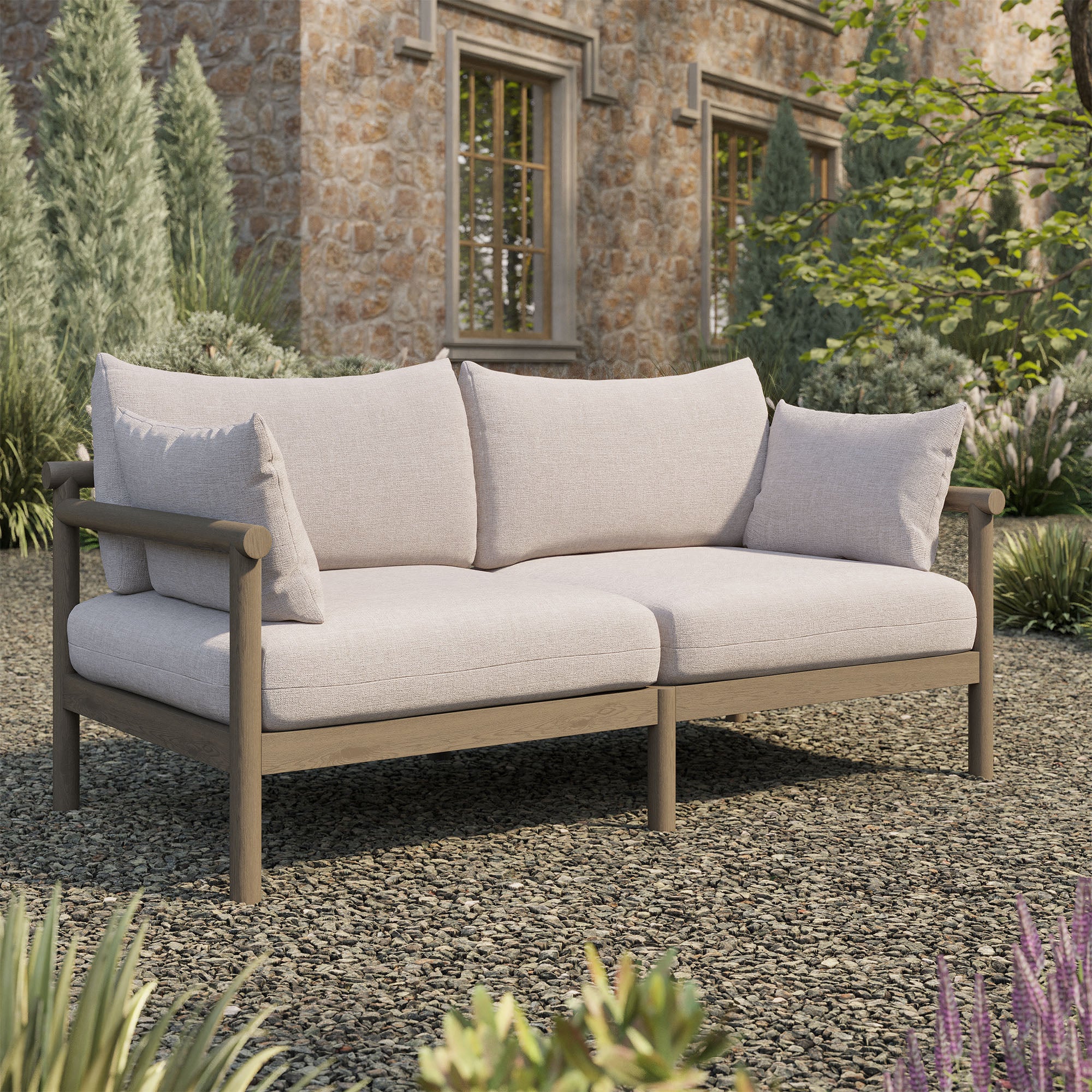 Eleni Outdoor Patio Teak Wood Loveseat