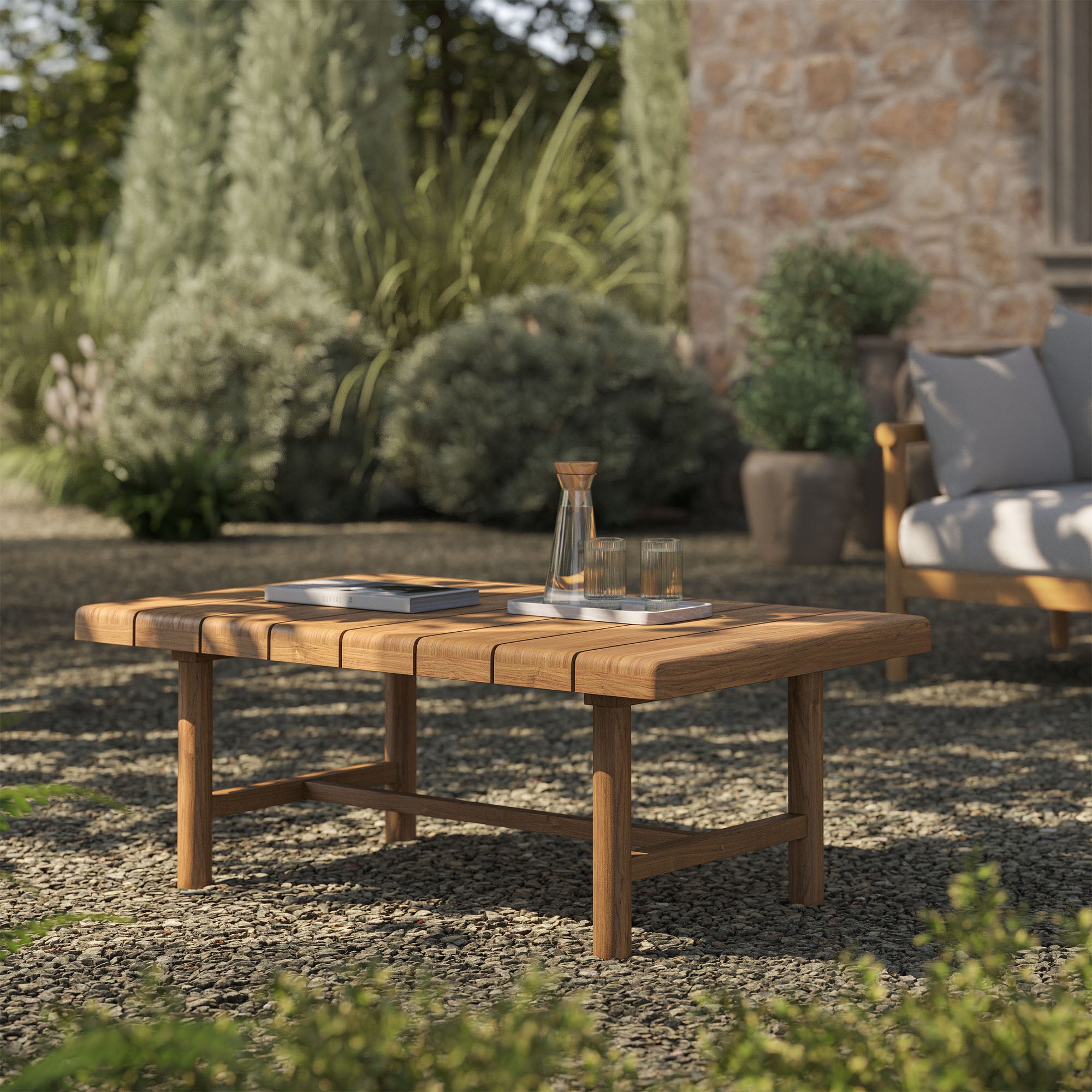 Eleni 41-Inch Outdoor Patio Teak Wood Coffee Table