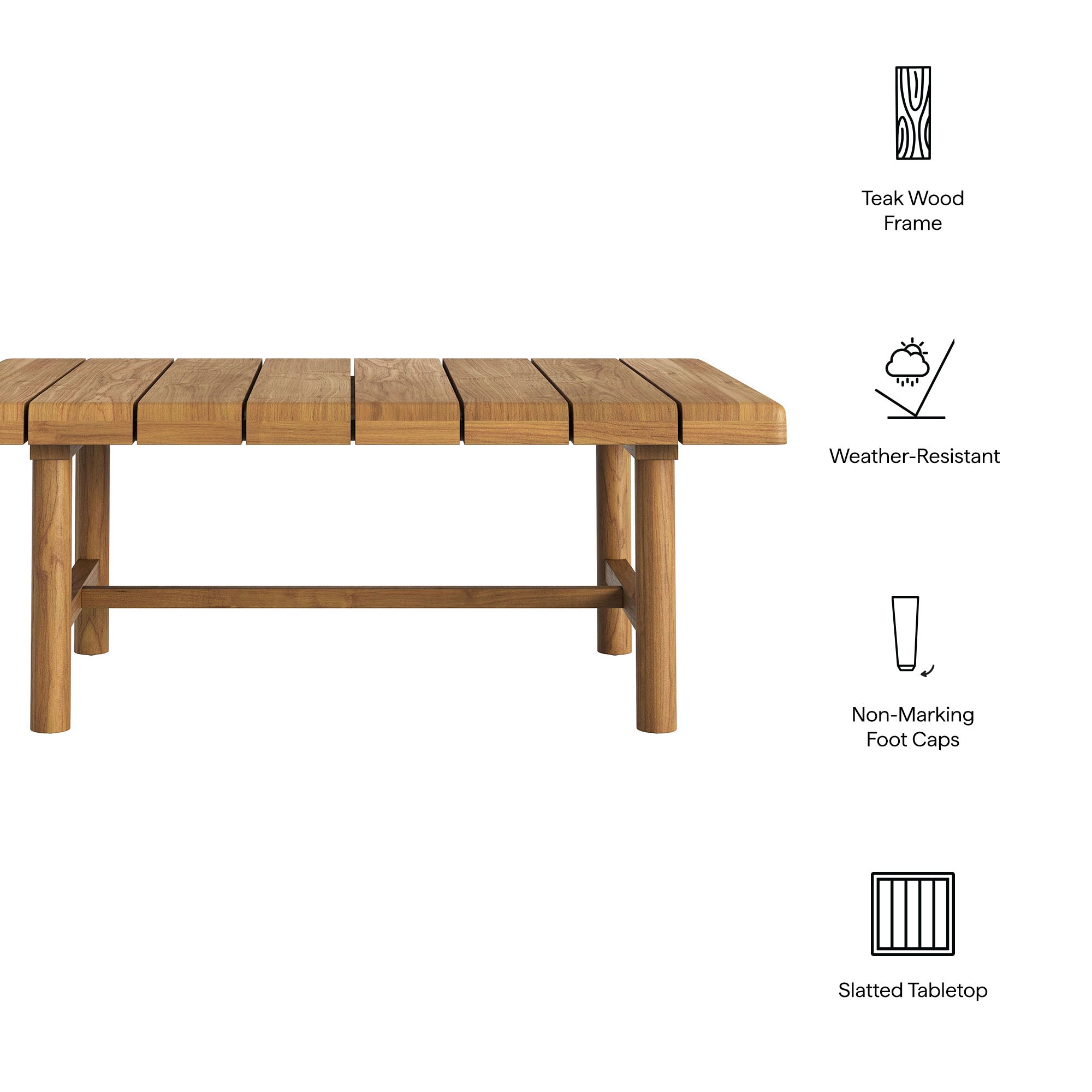 Eleni 41-Inch Outdoor Patio Teak Wood Coffee Table