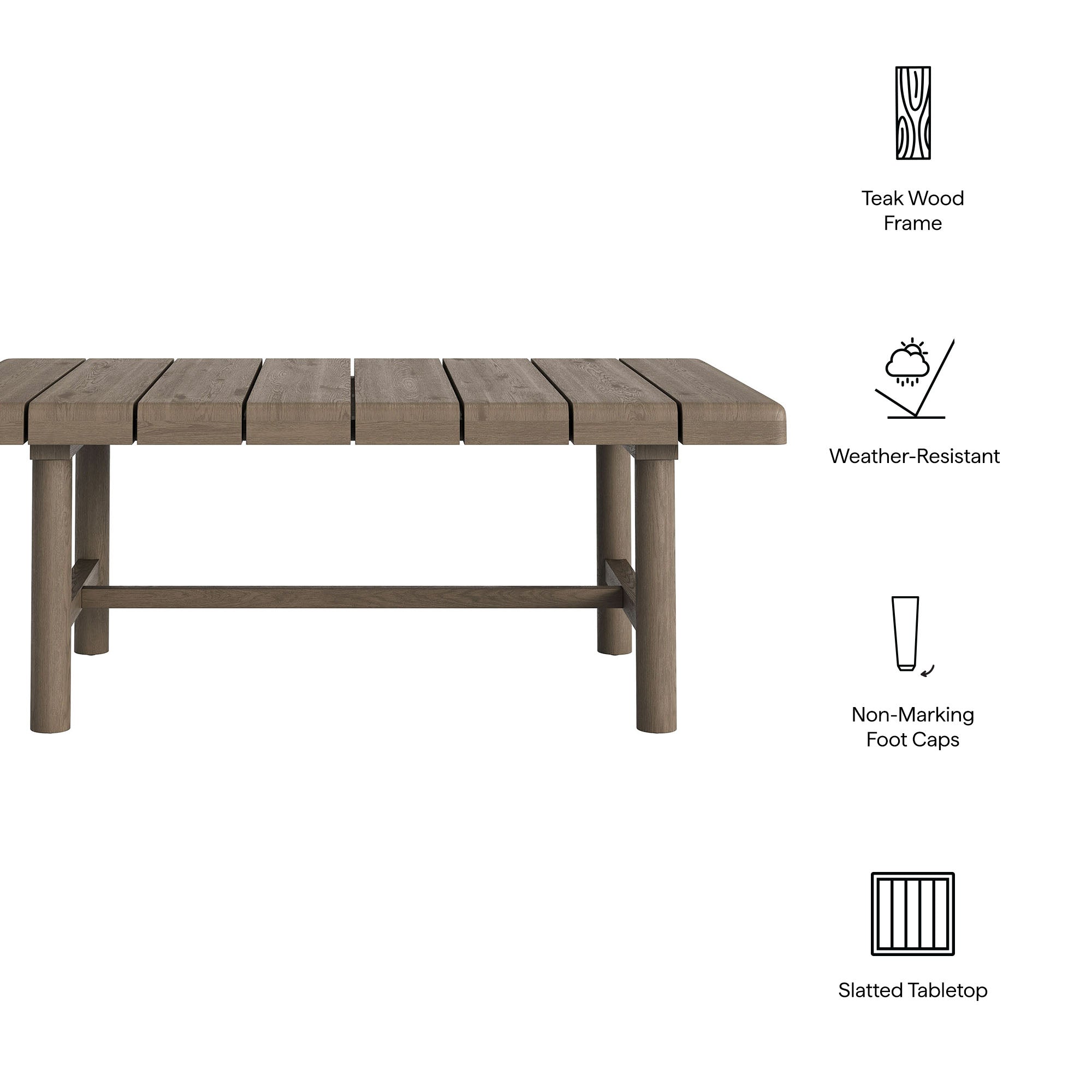 Eleni 41-Inch Outdoor Patio Teak Wood Coffee Table
