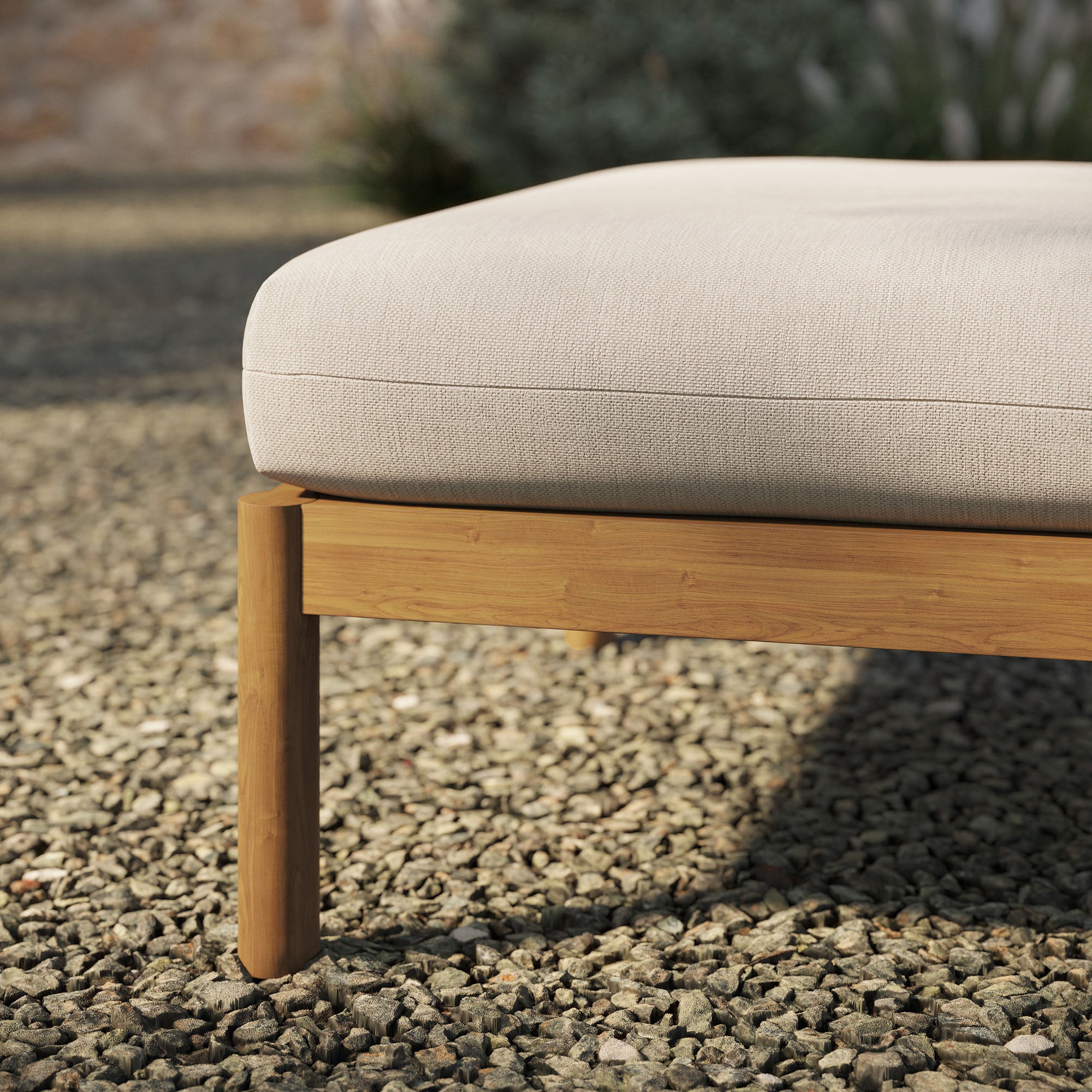 Eleni Square Outdoor Patio Teak Wood Ottoman