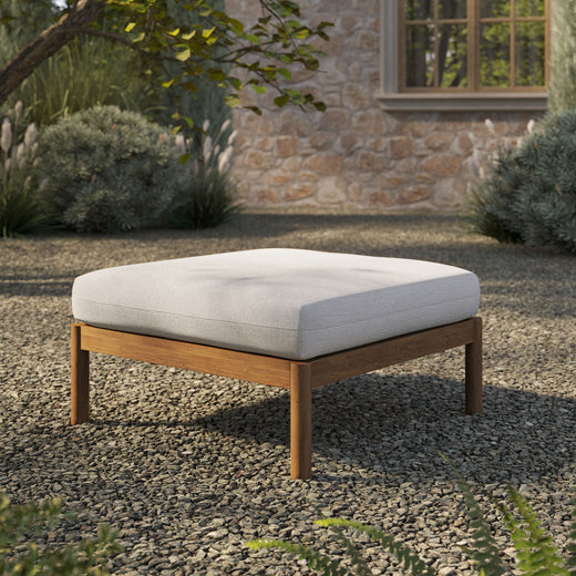 Eleni Square Outdoor Patio Teak Wood Ottoman