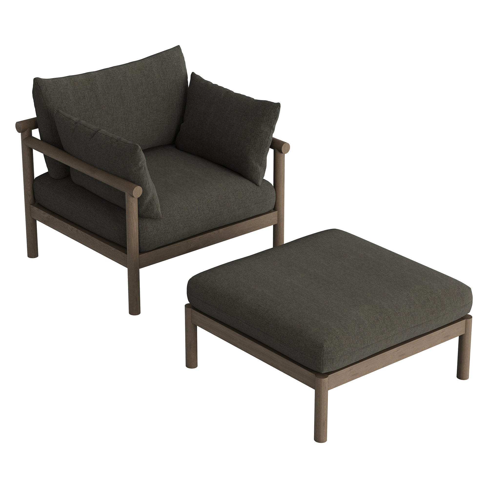 Eleni 2-Piece Outdoor Patio Teak Wood Armchair and Ottoman Set