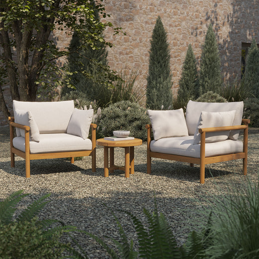 Eleni 3-Piece Outdoor Patio Teak Wood Furniture Set