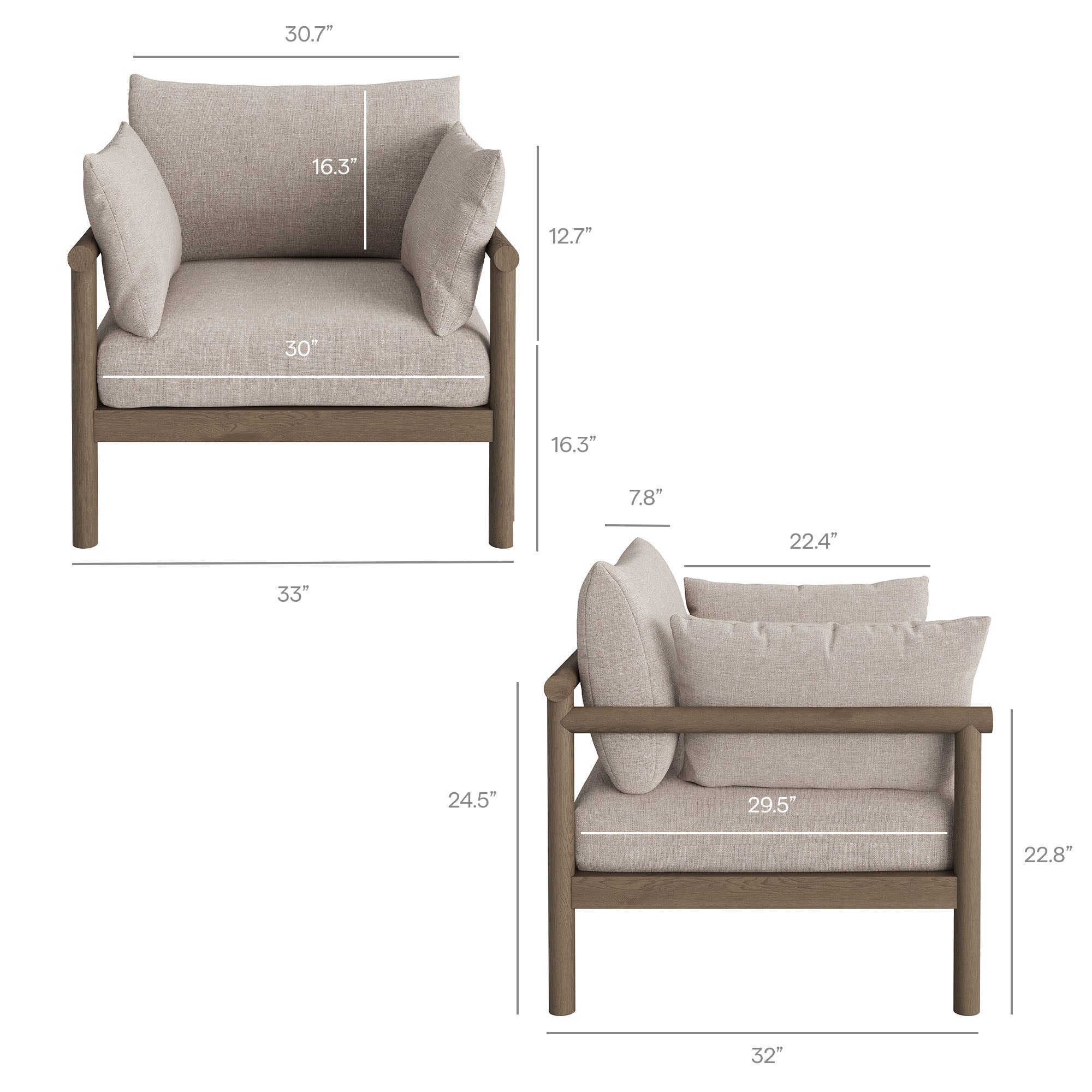 Eleni 3-Piece Outdoor Patio Teak Wood Furniture Set