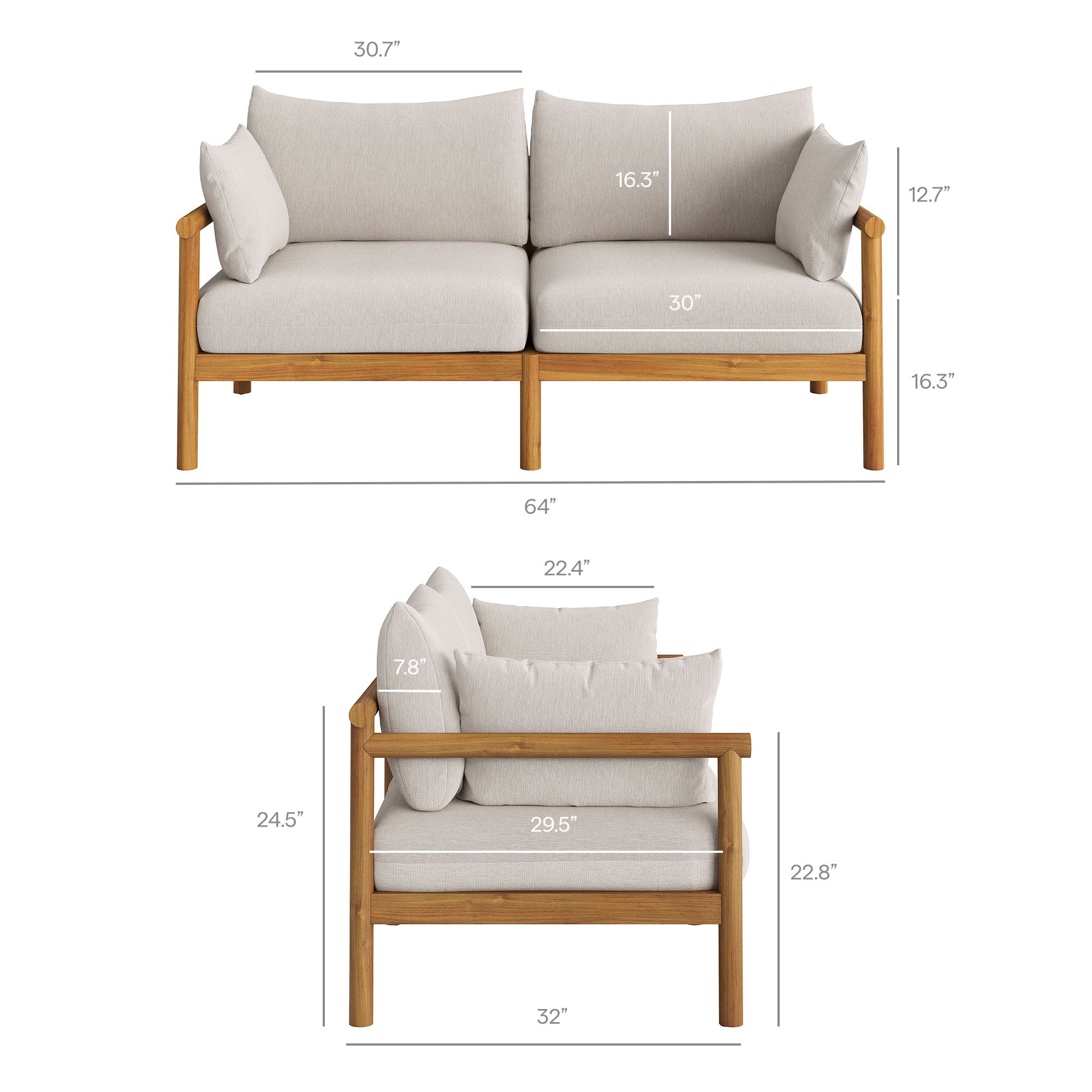 Eleni 5-Piece Outdoor Patio Teak Wood Furniture Set