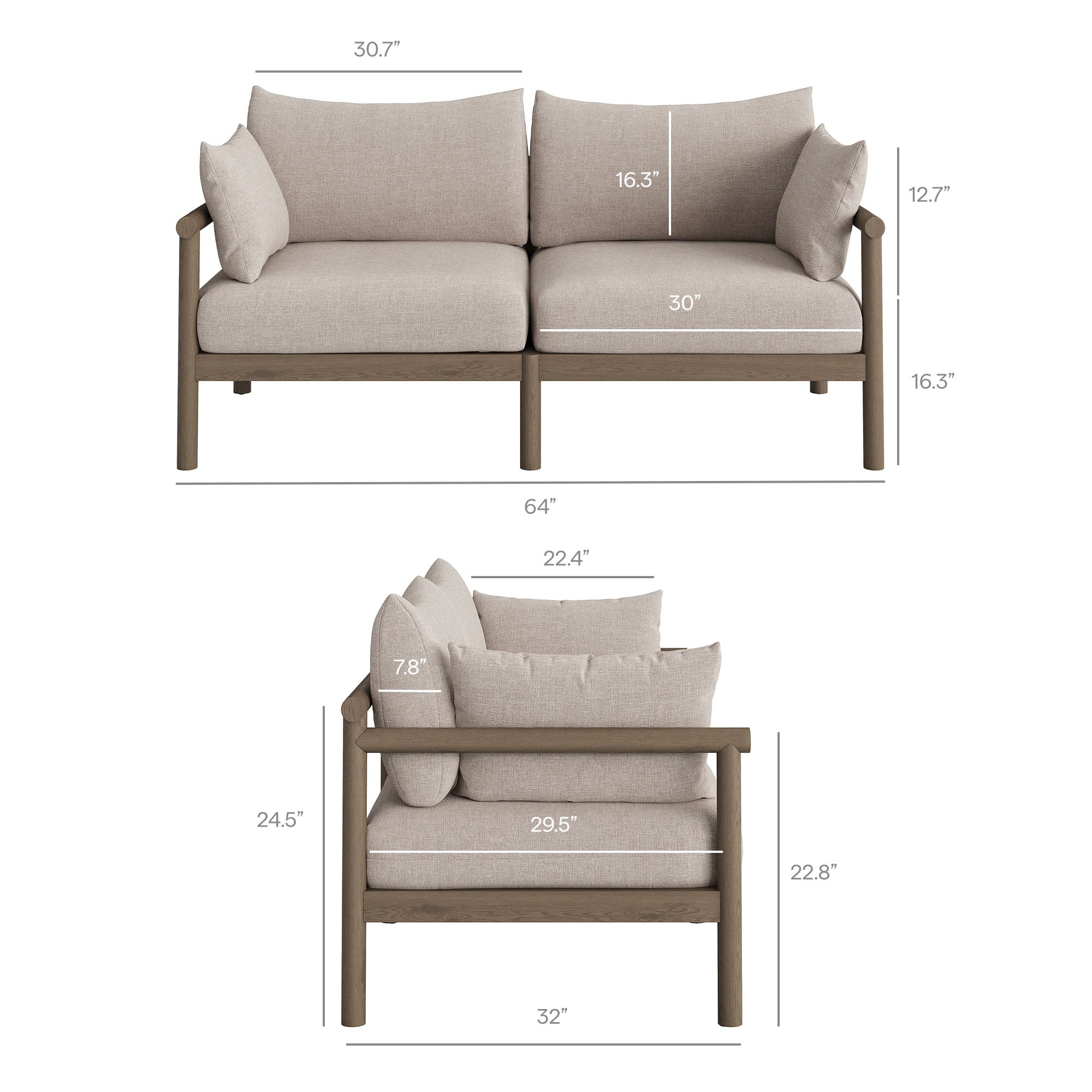Eleni 5-Piece Outdoor Patio Teak Wood Furniture Set
