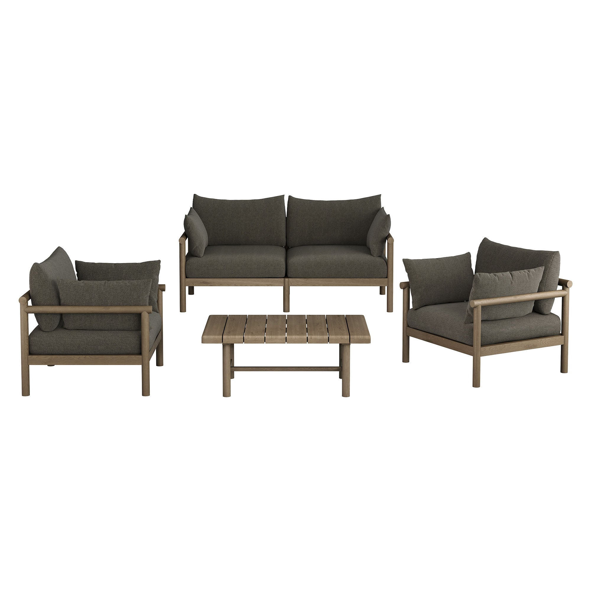 Eleni 4-Piece Outdoor Patio Teak Wood Sofa Set