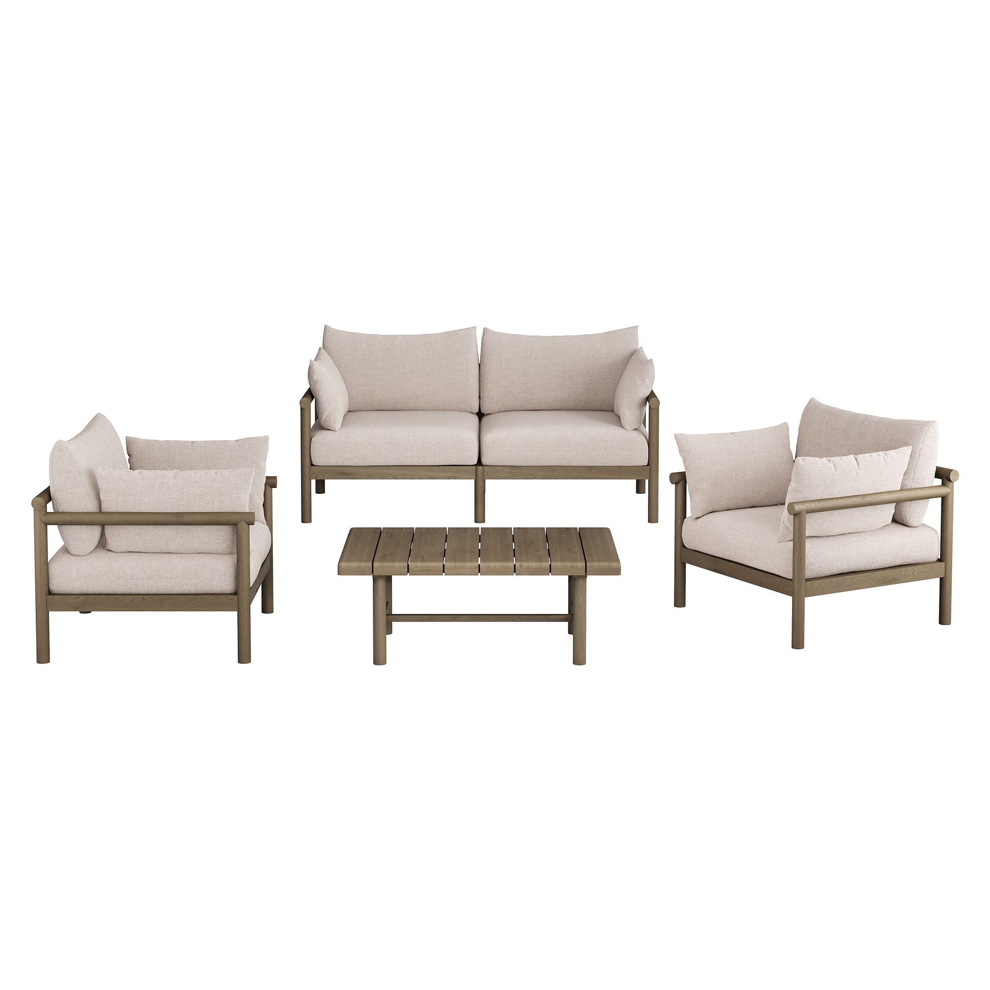Eleni 4-Piece Outdoor Patio Teak Wood Sofa Set