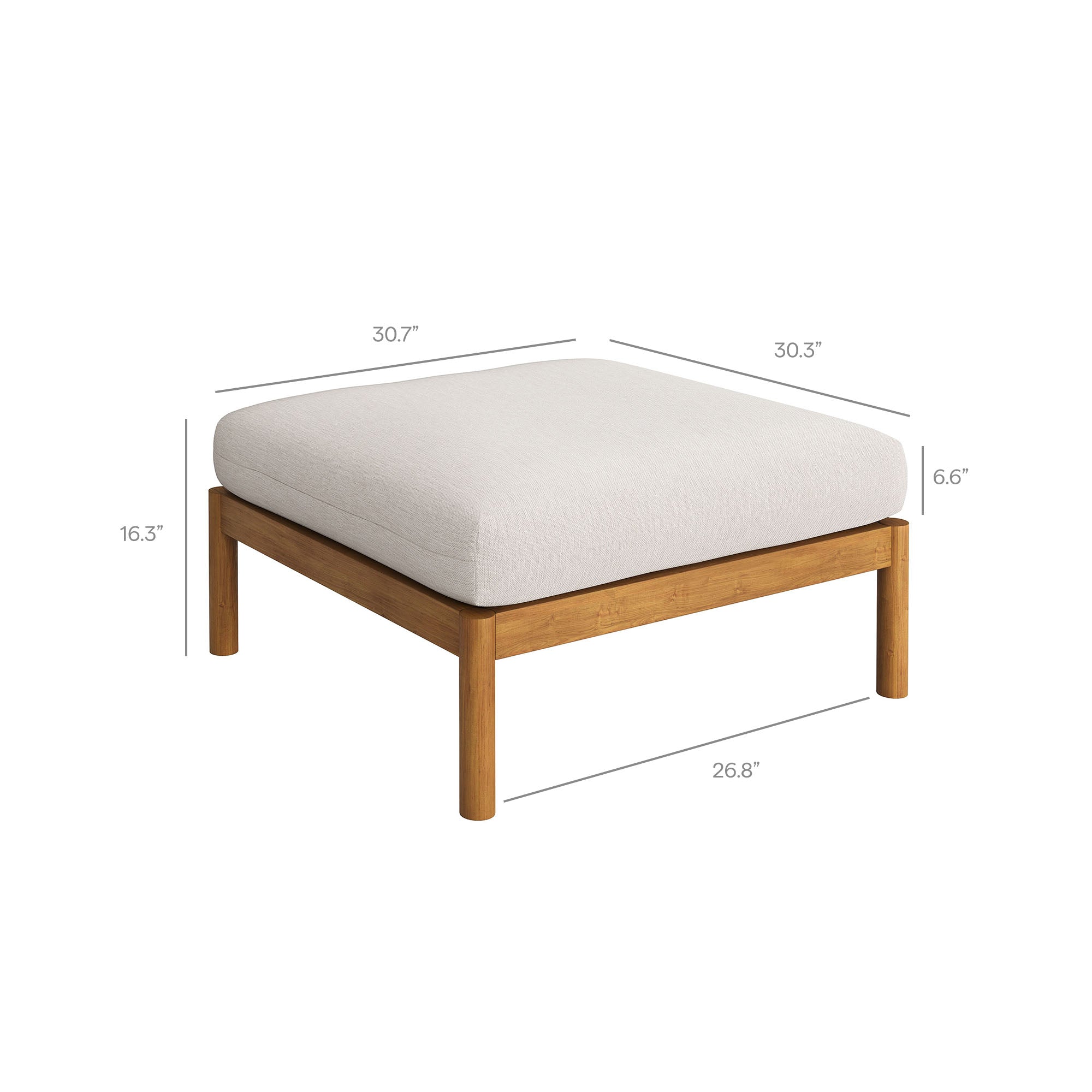 Eleni 2-Piece Outdoor Patio Teak Wood Loveseat with Ottoman Set