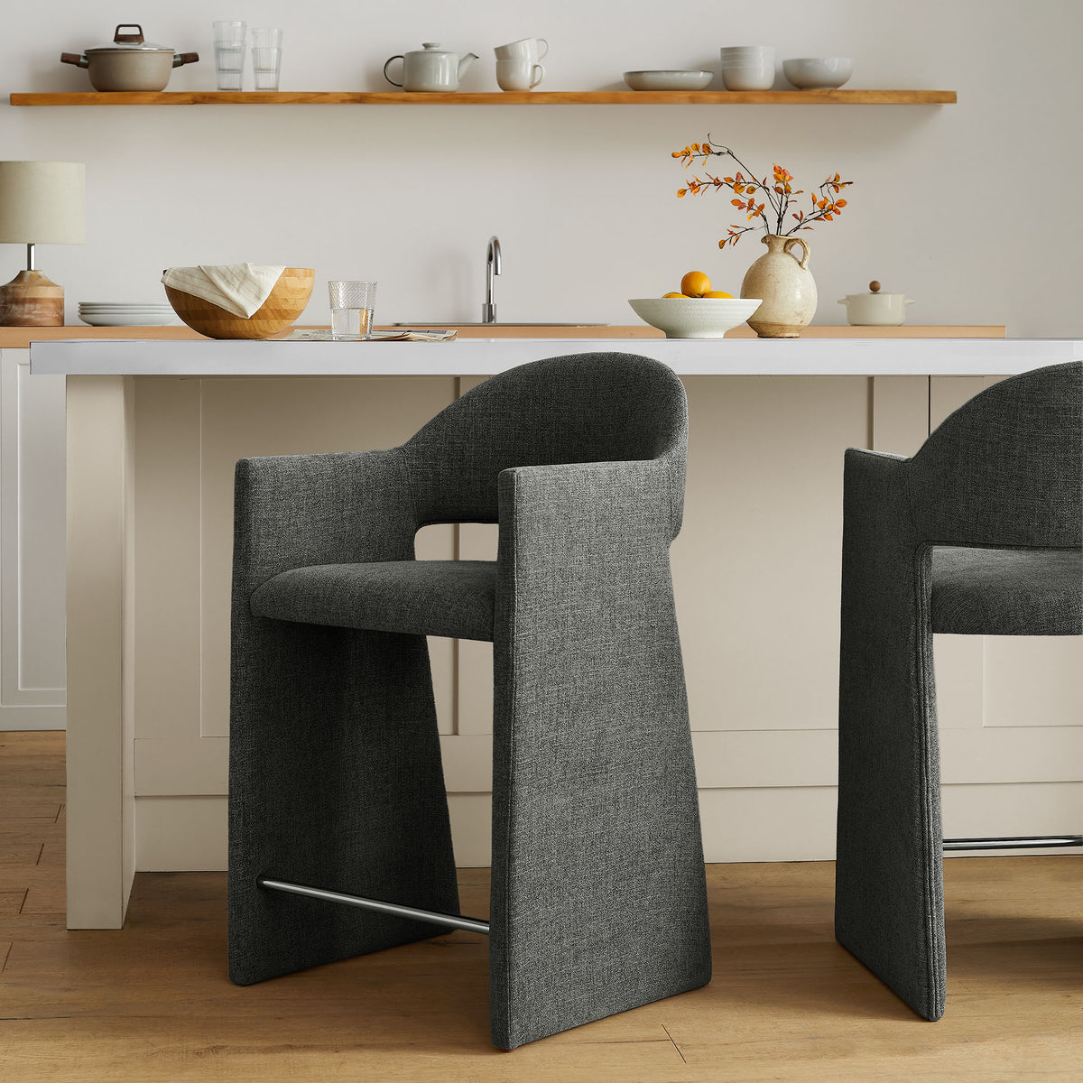 Talia 37 Inch Upholstered Fabric Counter Stool