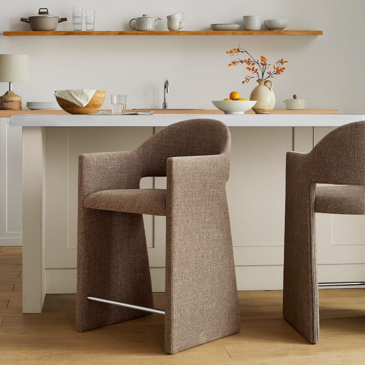 Talia 37 Inch Upholstered Fabric Counter Stool