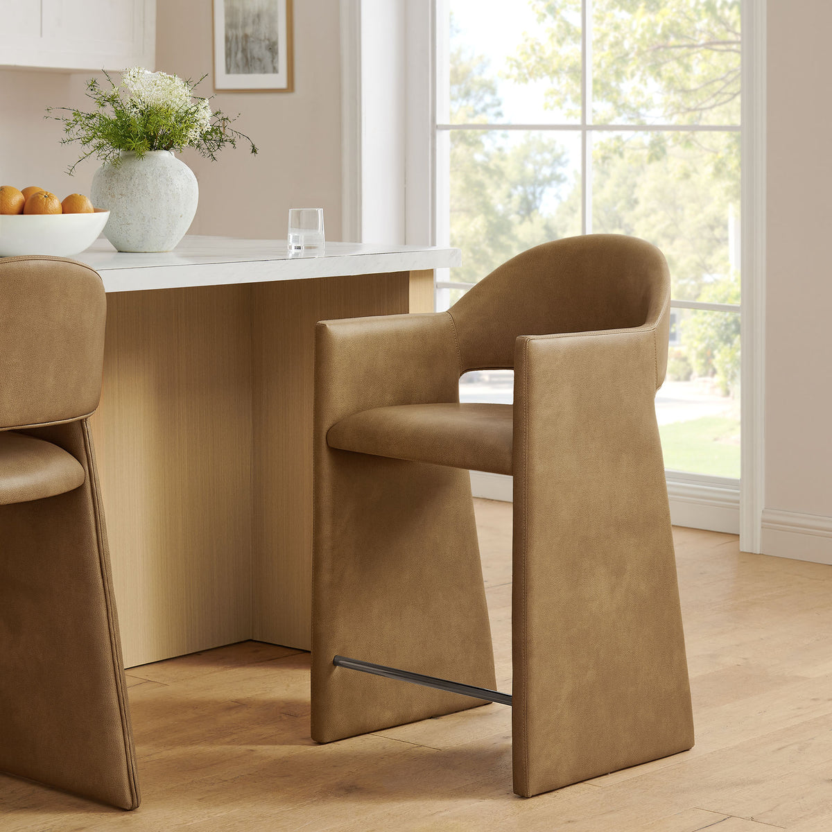 Talia 37 Inch Vegan Leather Counter Stool