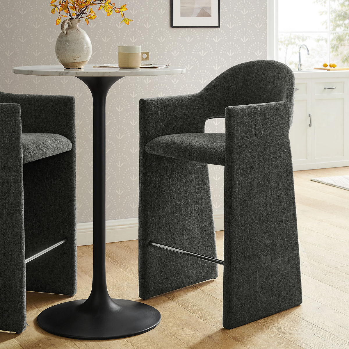 Talia 41 Inch 41 Inch Upholstered Fabric Bar Stool