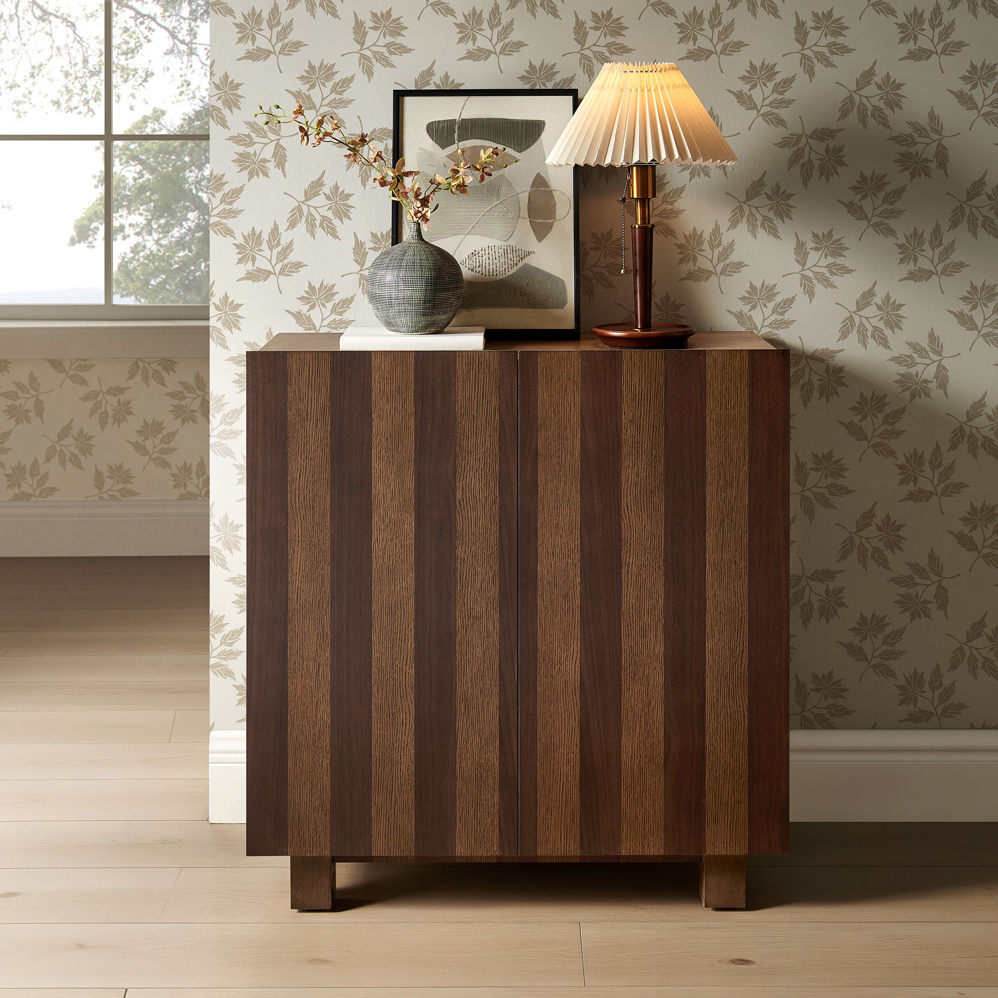 Kline 2-Door Striped Accent Cabinet