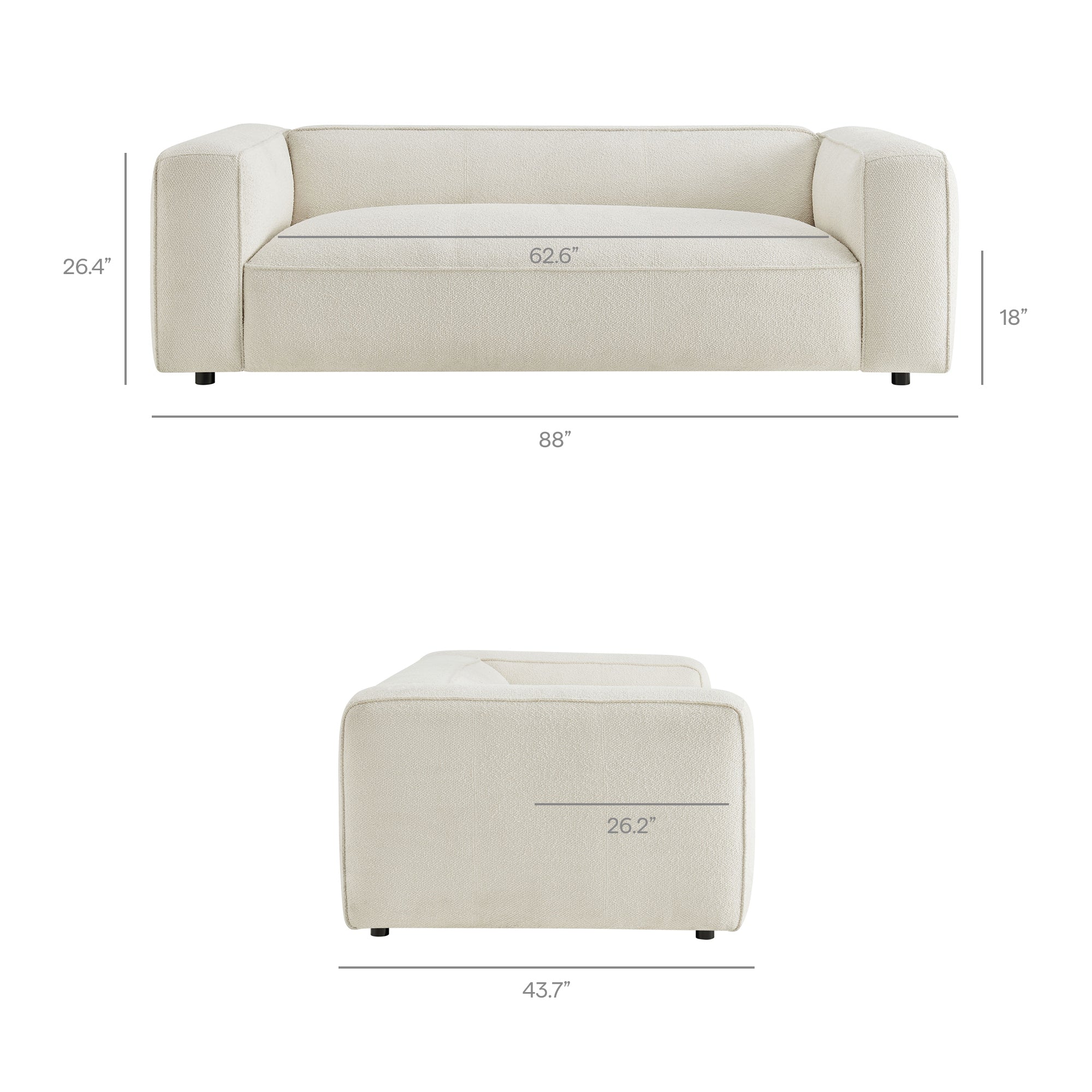 Auren 88 Inch Lattice Bouclé Upholstered Sofa