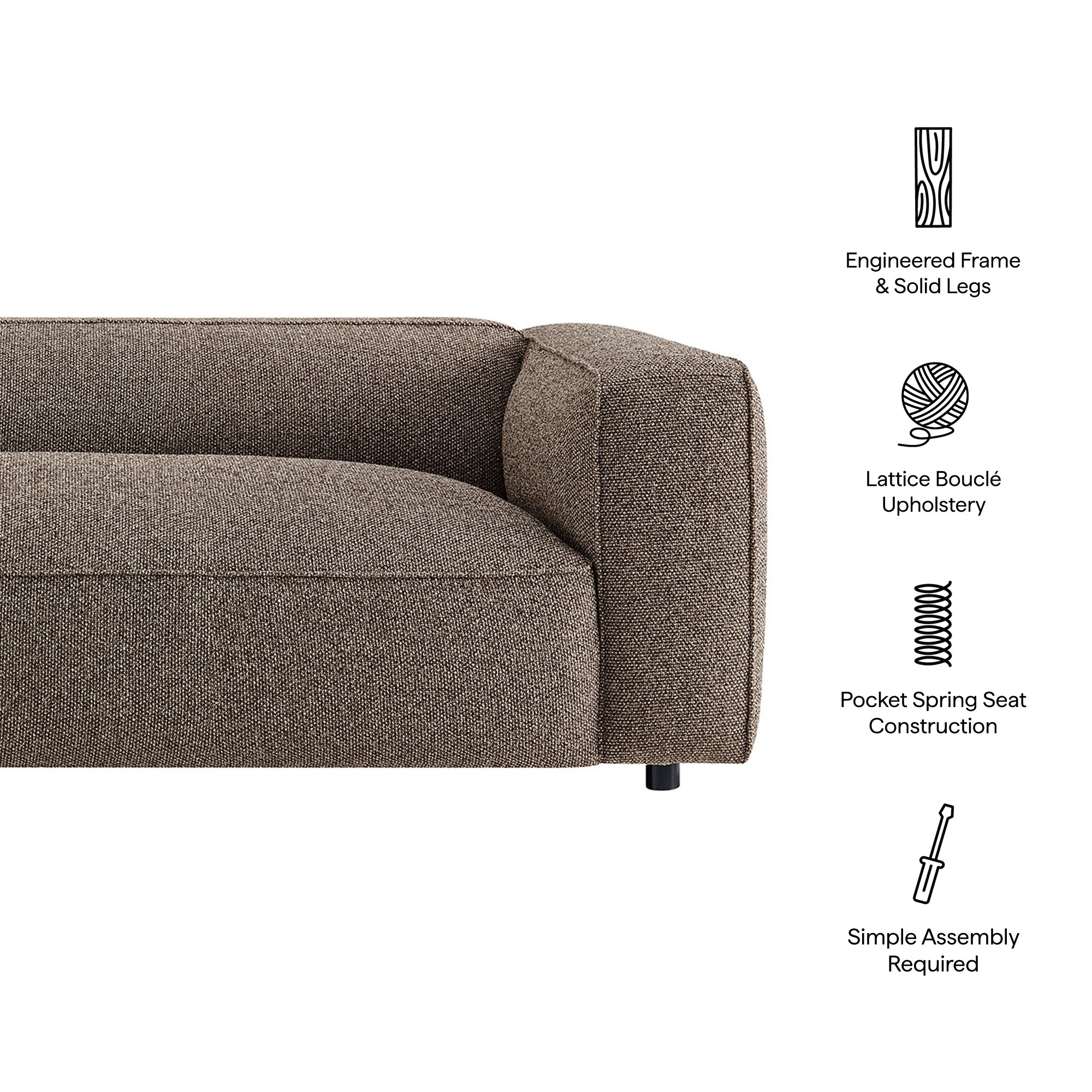 Auren 88 Inch Lattice Bouclé Upholstered Sofa