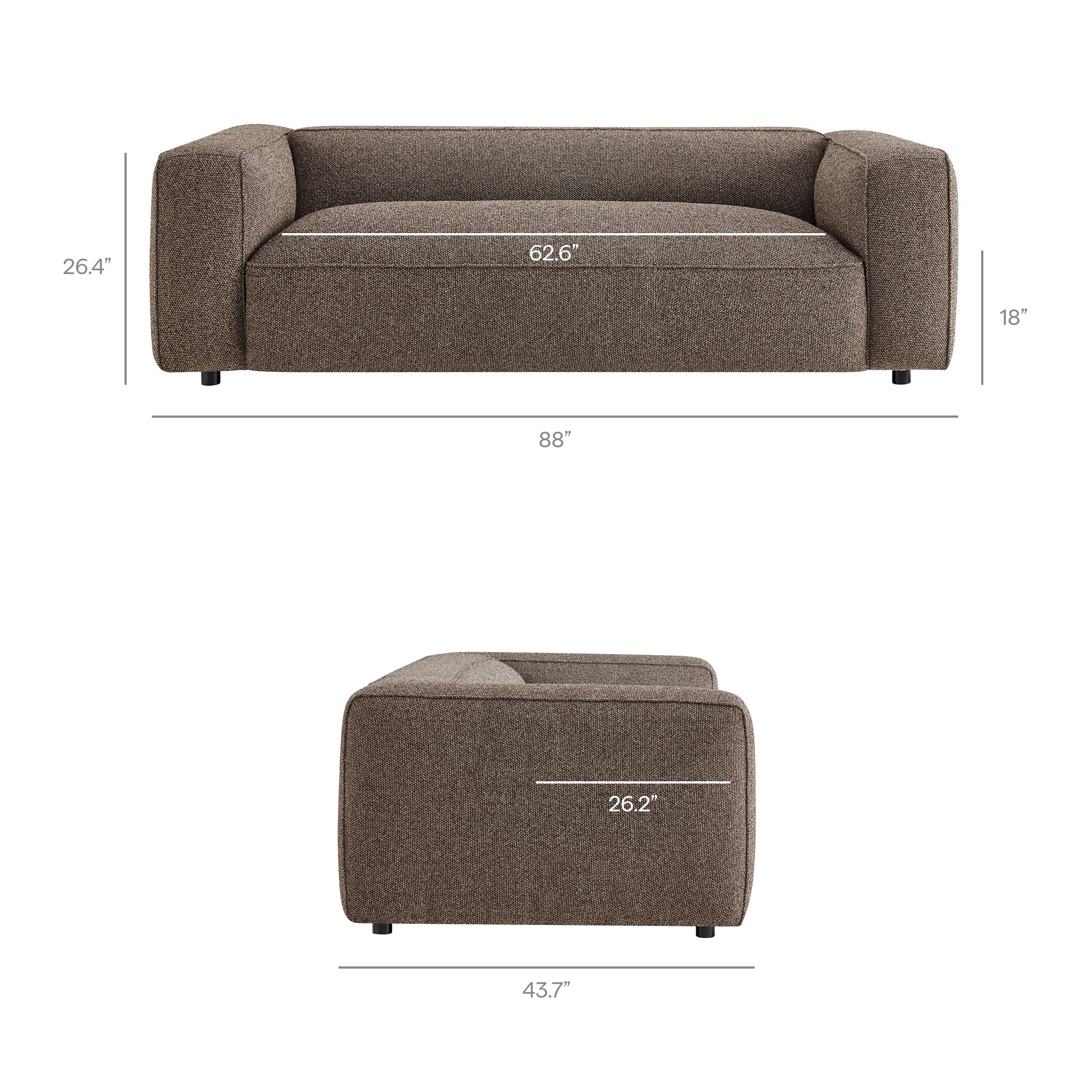 Auren 88 Inch Lattice Bouclé Upholstered Sofa