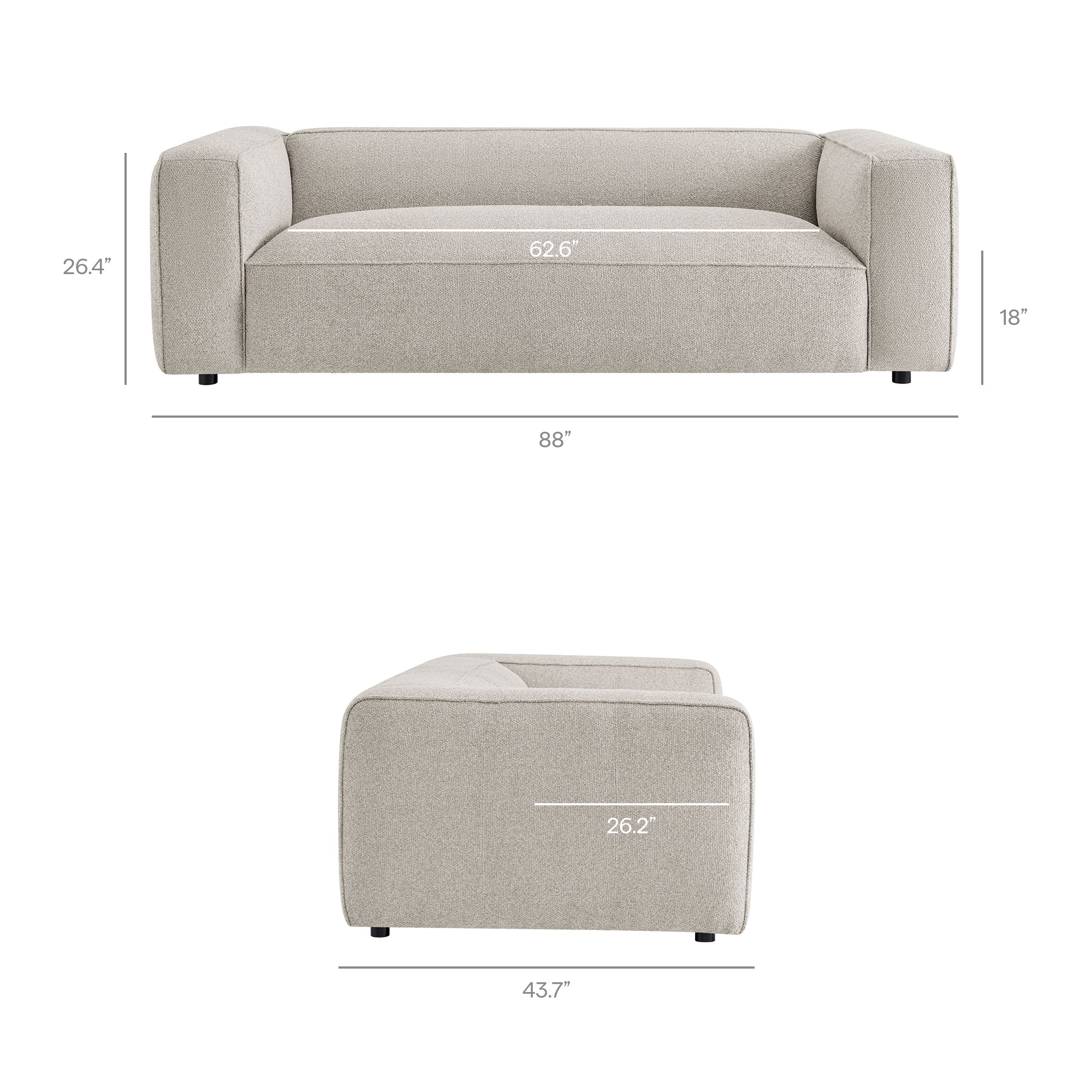 Auren 88 Inch Lattice Bouclé Upholstered Sofa