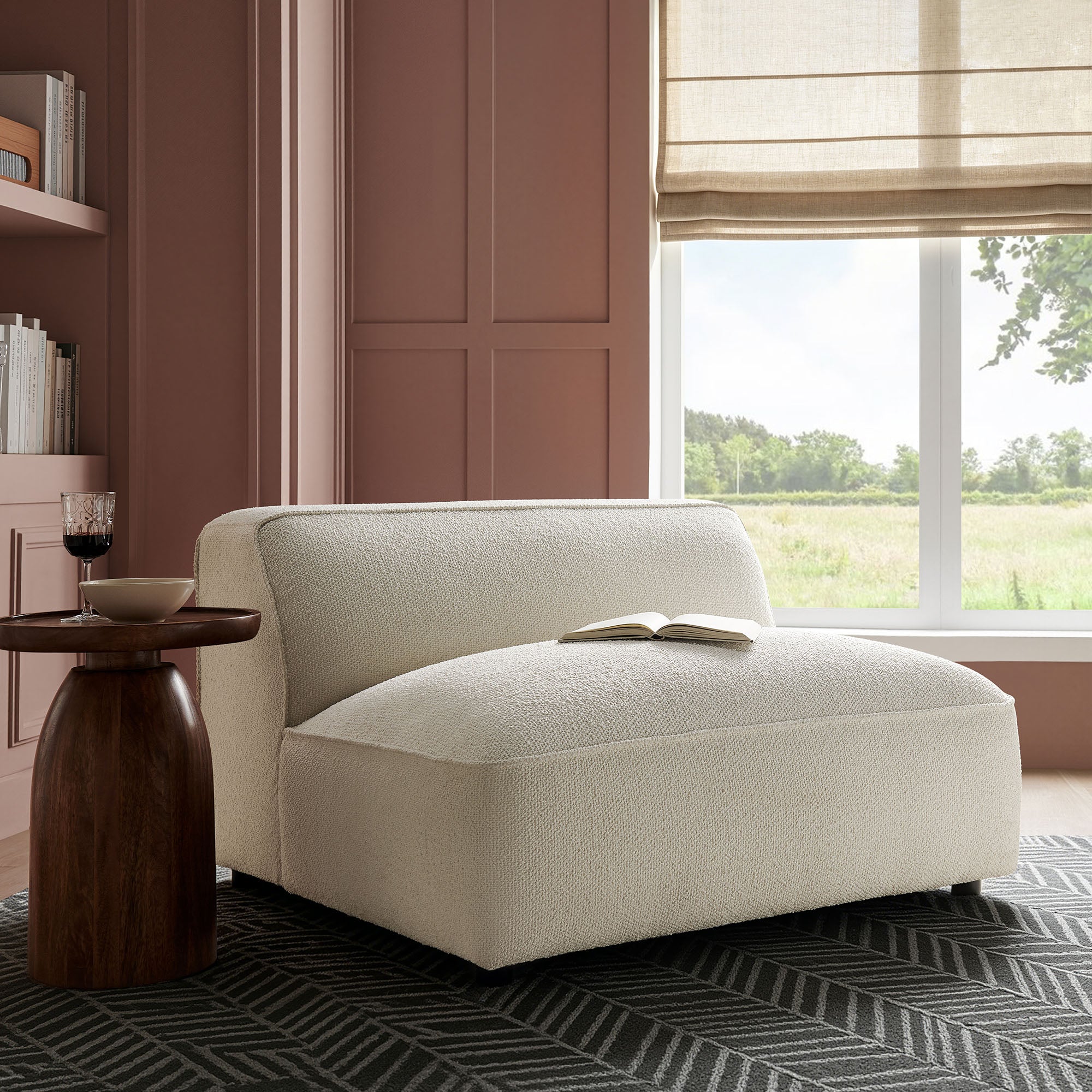 Auren Lattice Bouclé Upholstered Modular Armless Chair