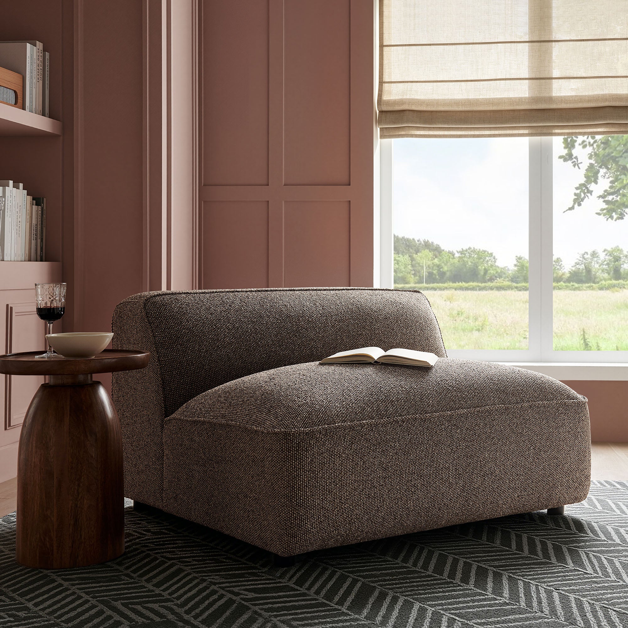 Auren Lattice Bouclé Upholstered Modular Armless Chair
