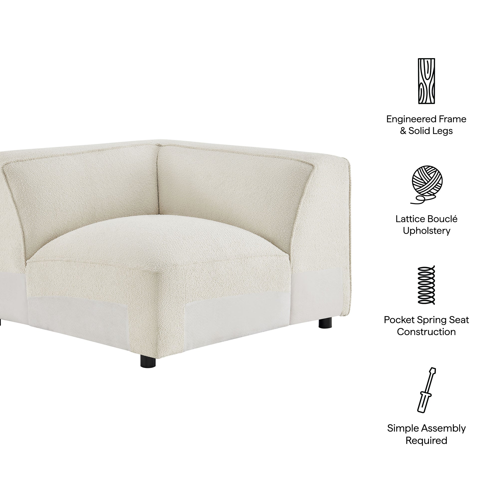 Auren Lattice Bouclé Upholstered Modular Corner Chair