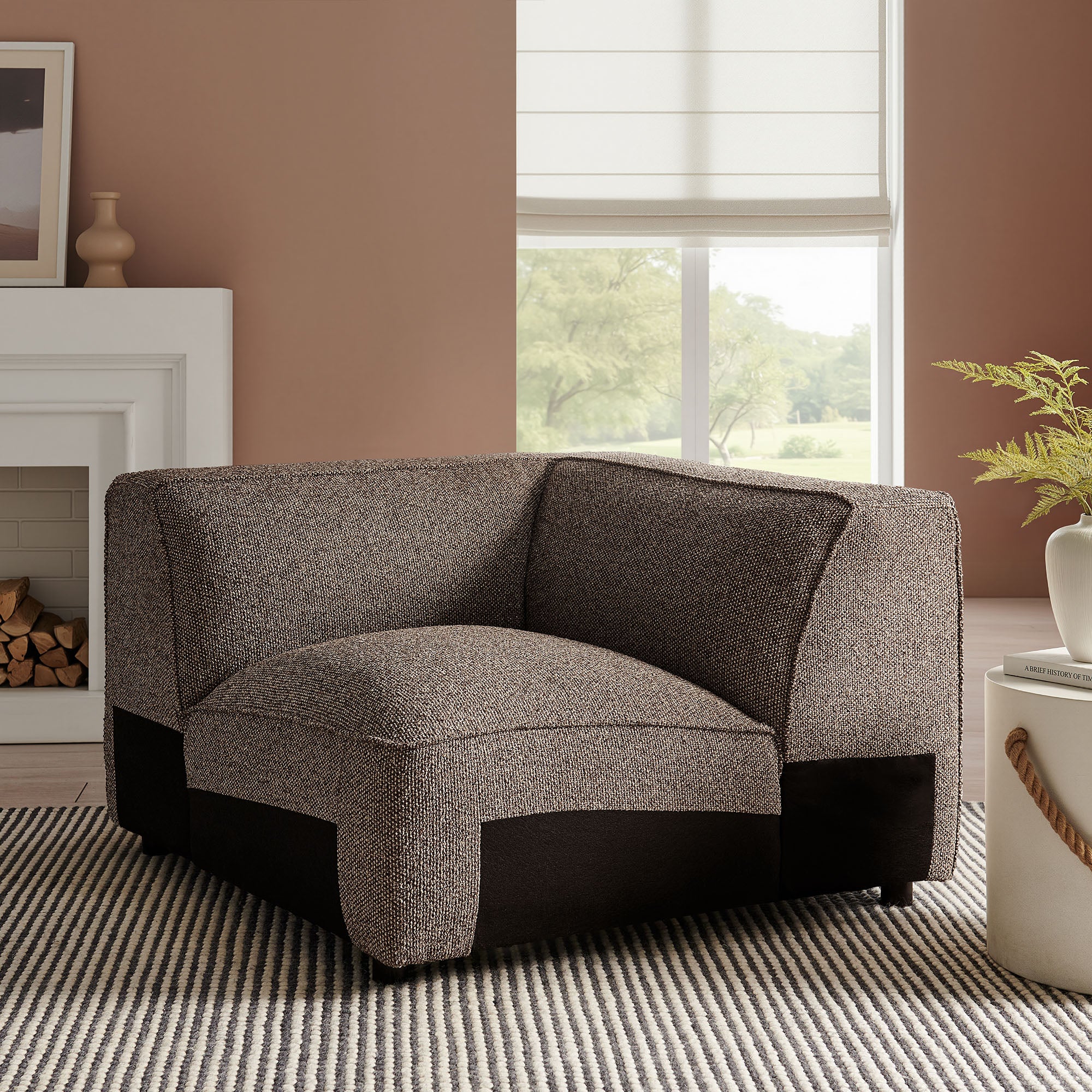 Auren Lattice Bouclé Upholstered Modular Corner Chair