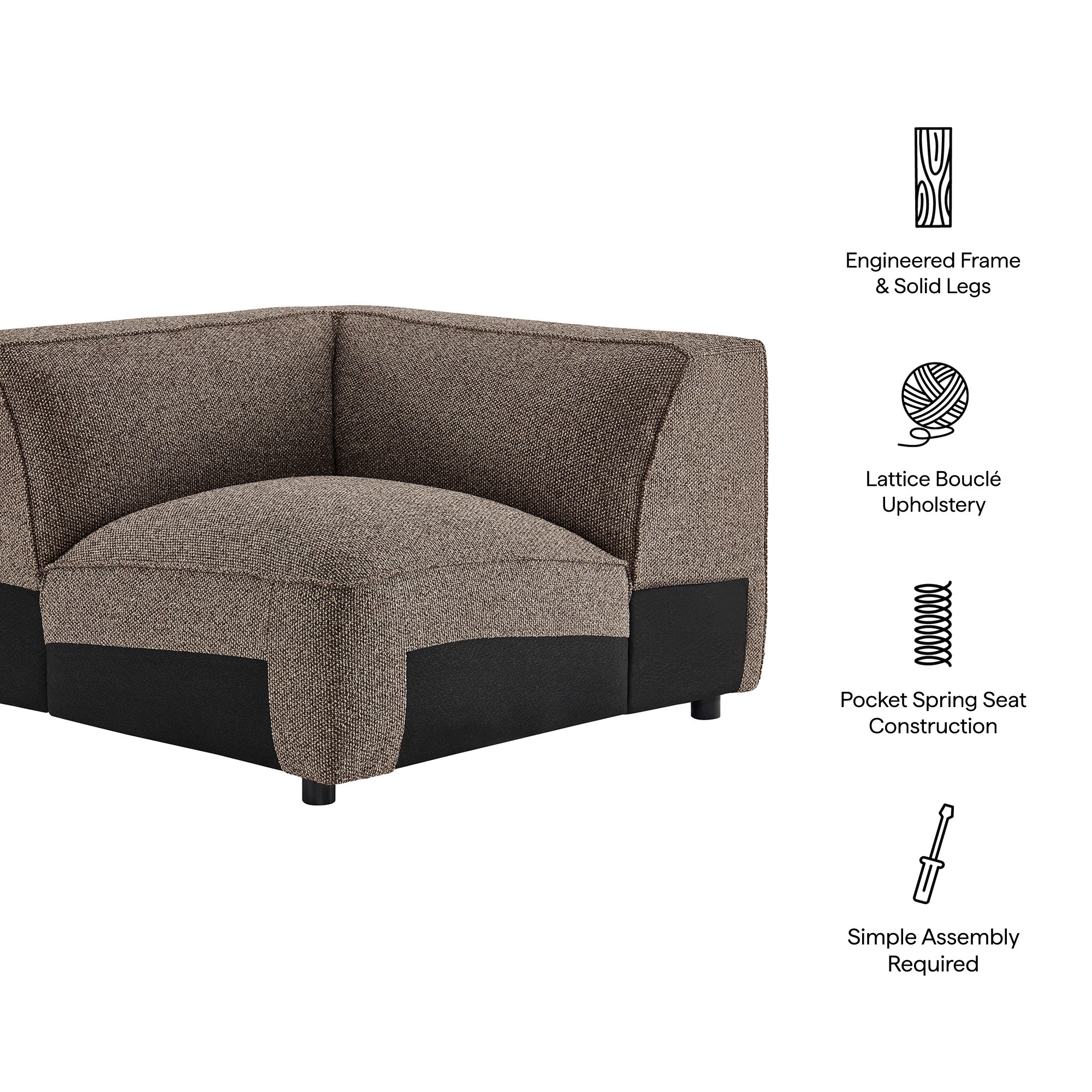 Auren Lattice Bouclé Upholstered Modular Corner Chair
