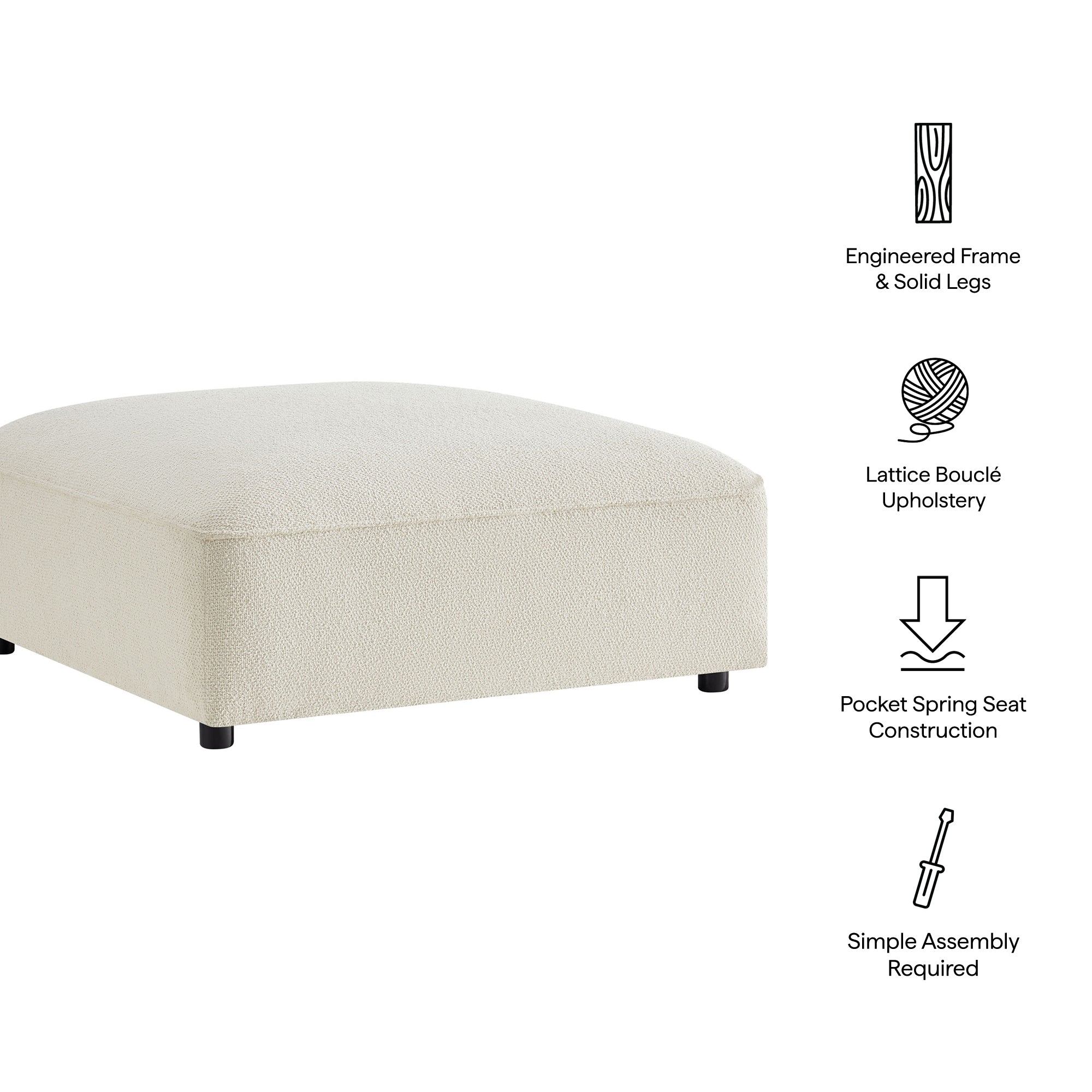 Auren Lattice Bouclé Upholstered Ottoman